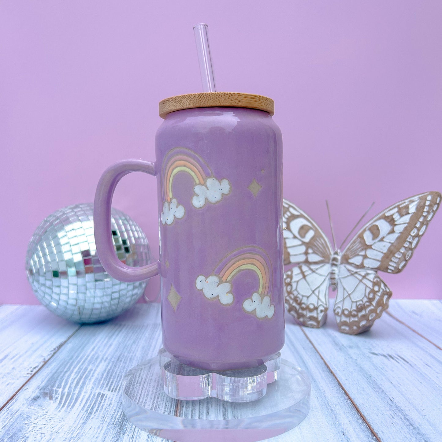 Purple Rainbow and Cloud Tumbler Ceramic Mug
