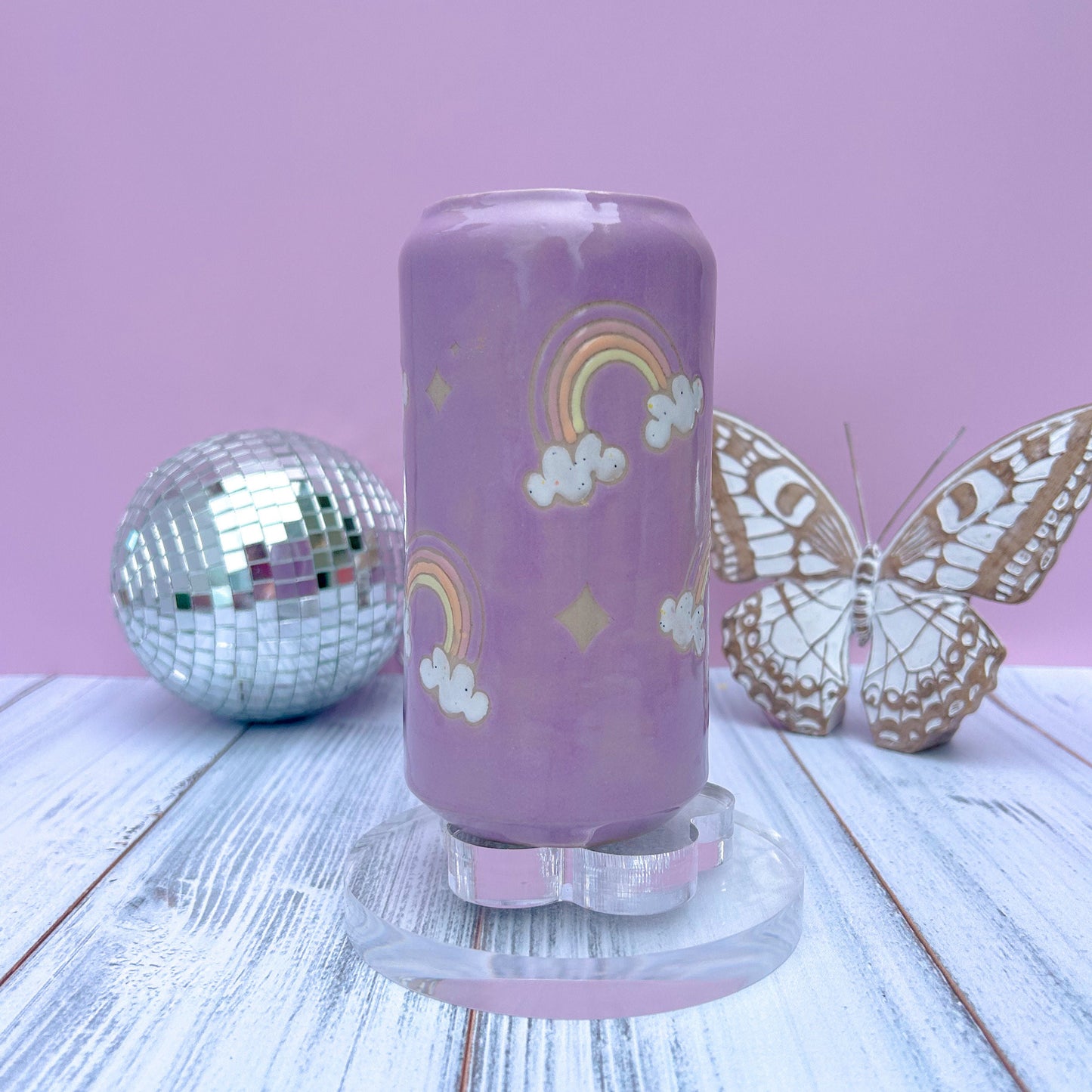Purple Rainbow and Cloud Tumbler Ceramic Mug