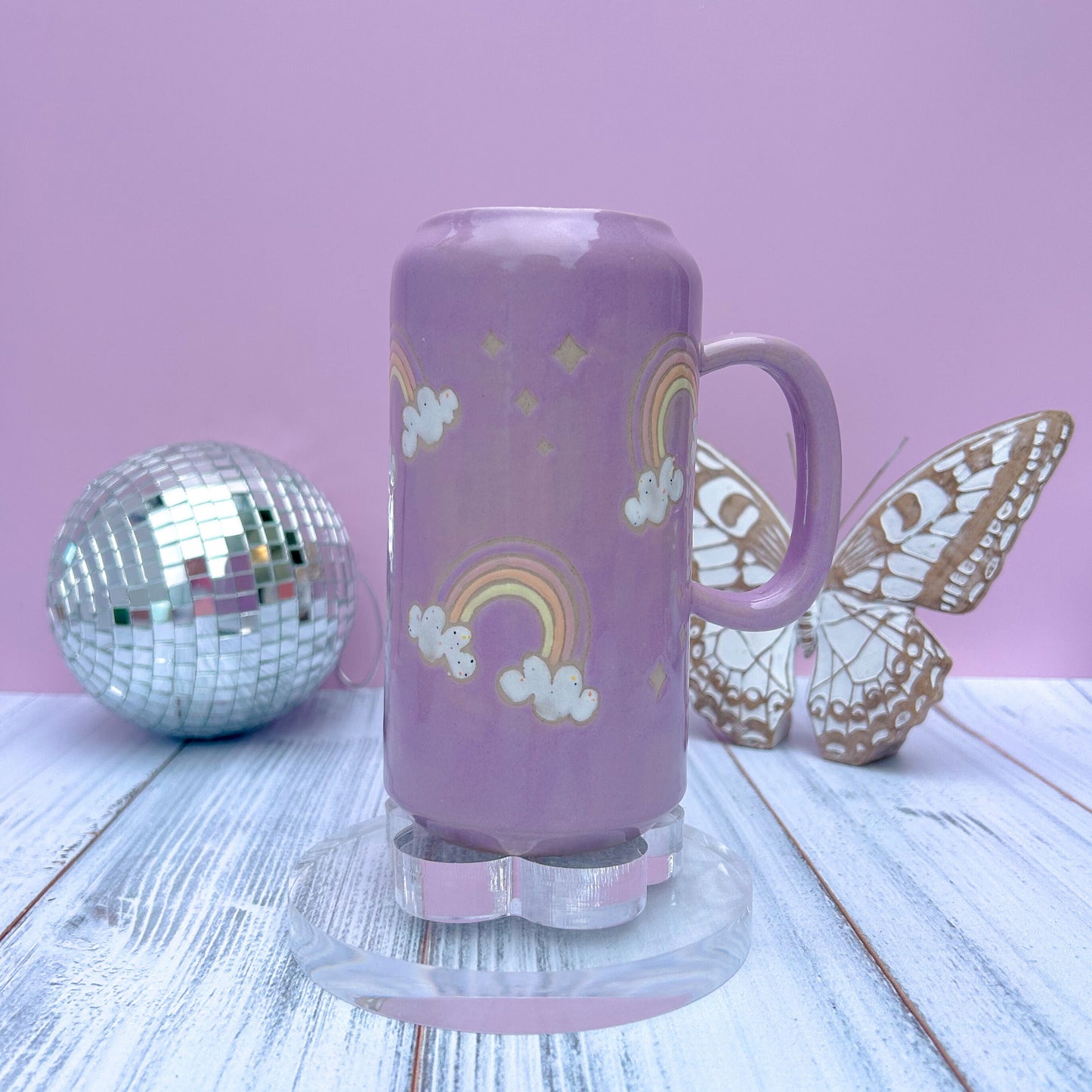 Purple Rainbow and Cloud Tumbler Ceramic Mug