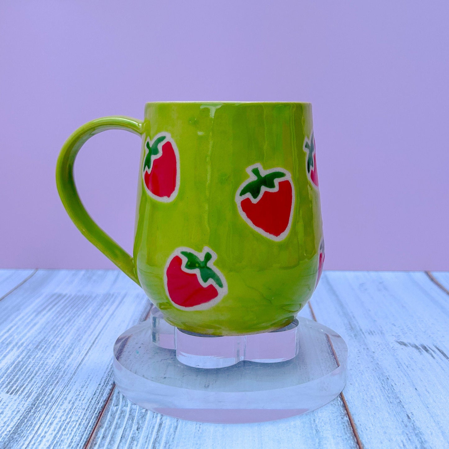 Green Strawberry Ceramic Mug