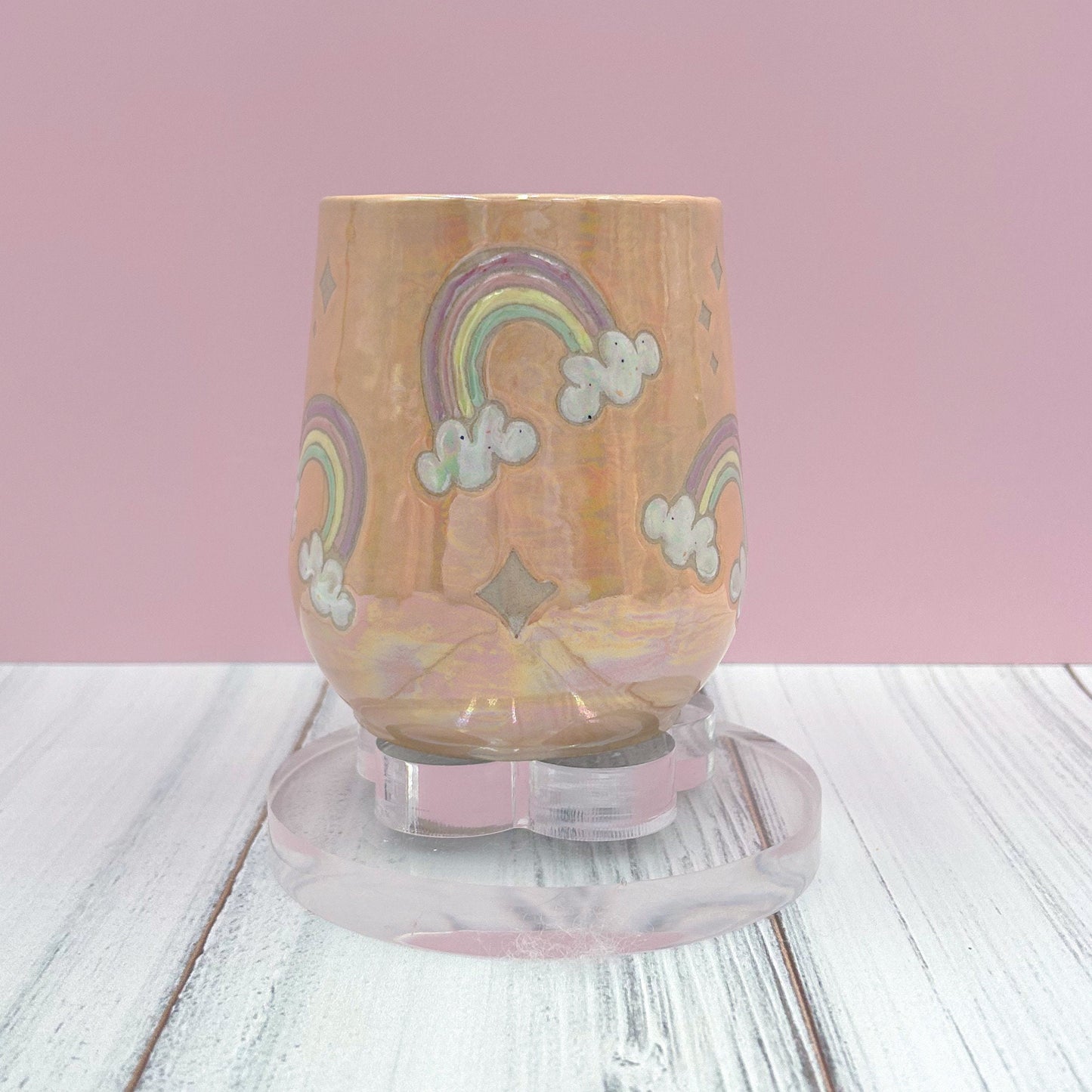 Opalescent Peach Rainbow 16 Ounce Ceramic Mug