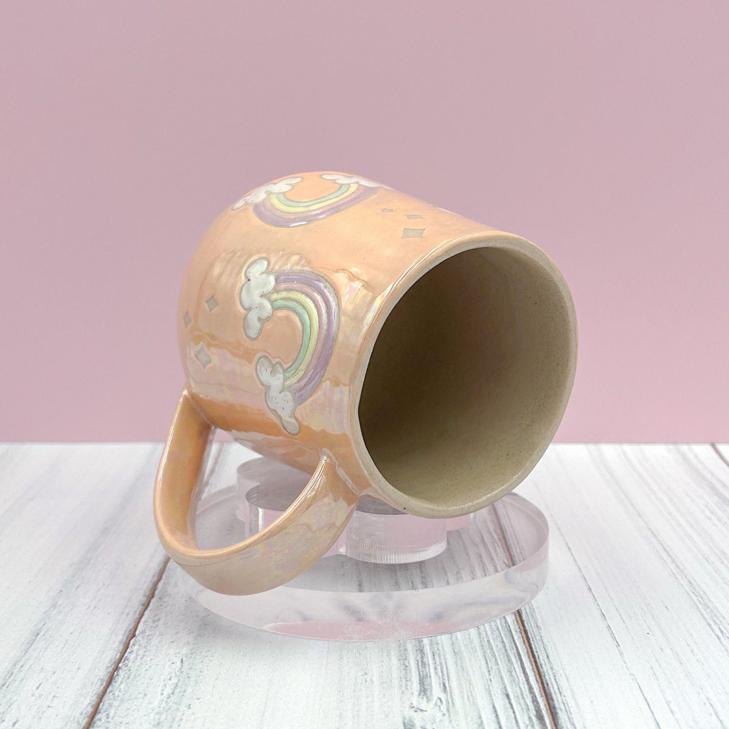 Opalescent Peach Rainbow 16 Ounce Ceramic Mug