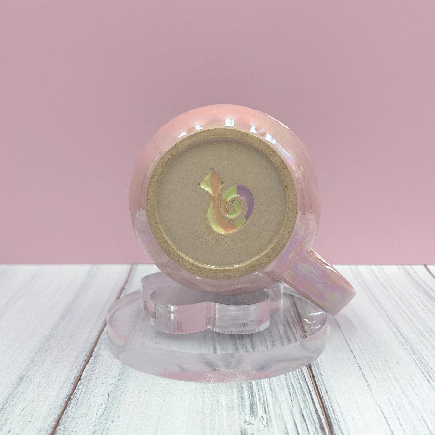 Pink Rainbow Ceramic Mug, Rainbow Coffee Mug, Groovy Gift Women, Rainbow Gift For Friend, Cute Handmade Mug, Retro Ceramic Cup