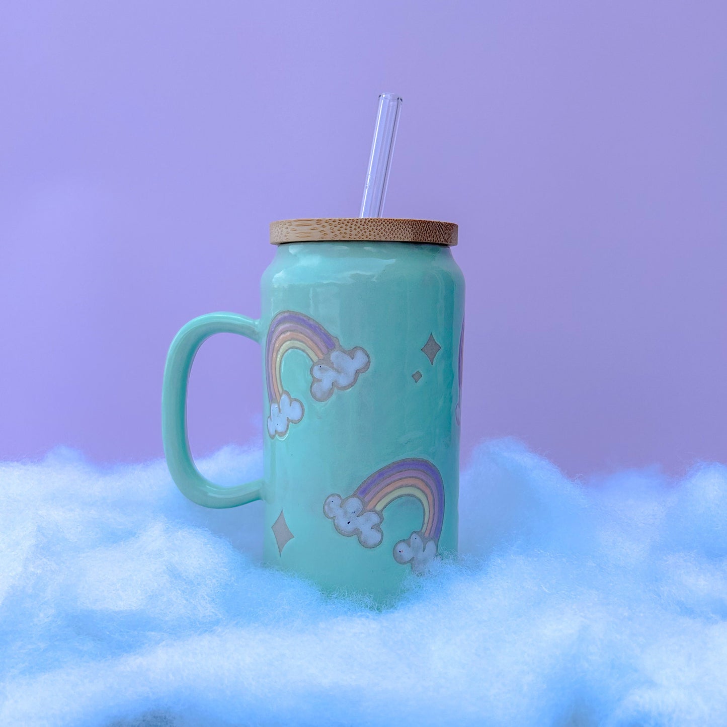 Aqua Rainbow Tumbler Ceramic Mug
