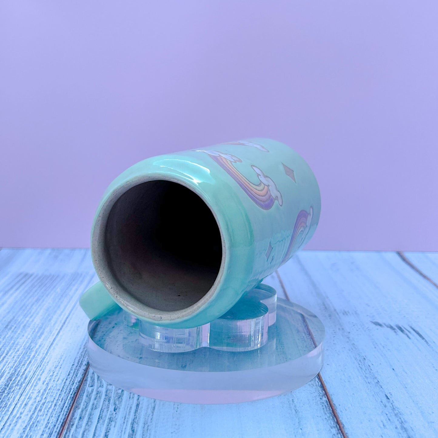 Aqua Rainbow Tumbler Ceramic Mug