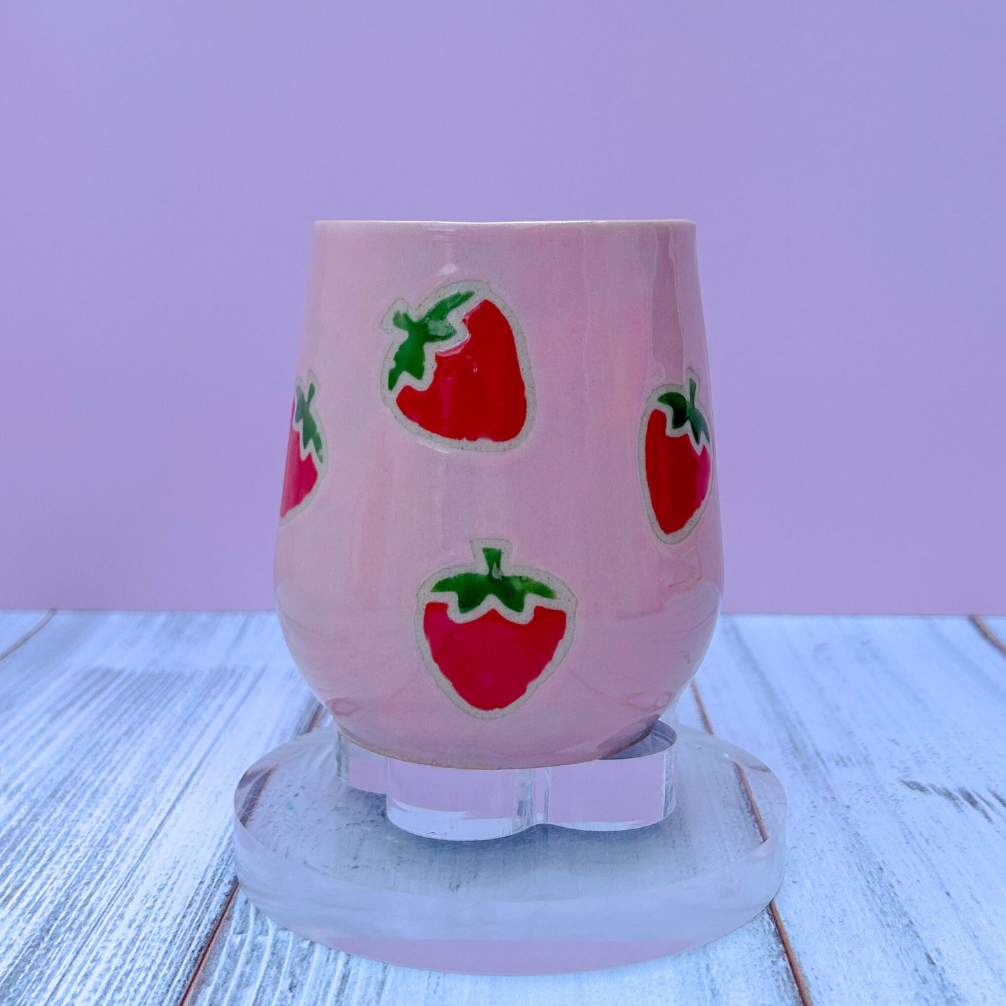 Pink Strawberry Ceramic Mug