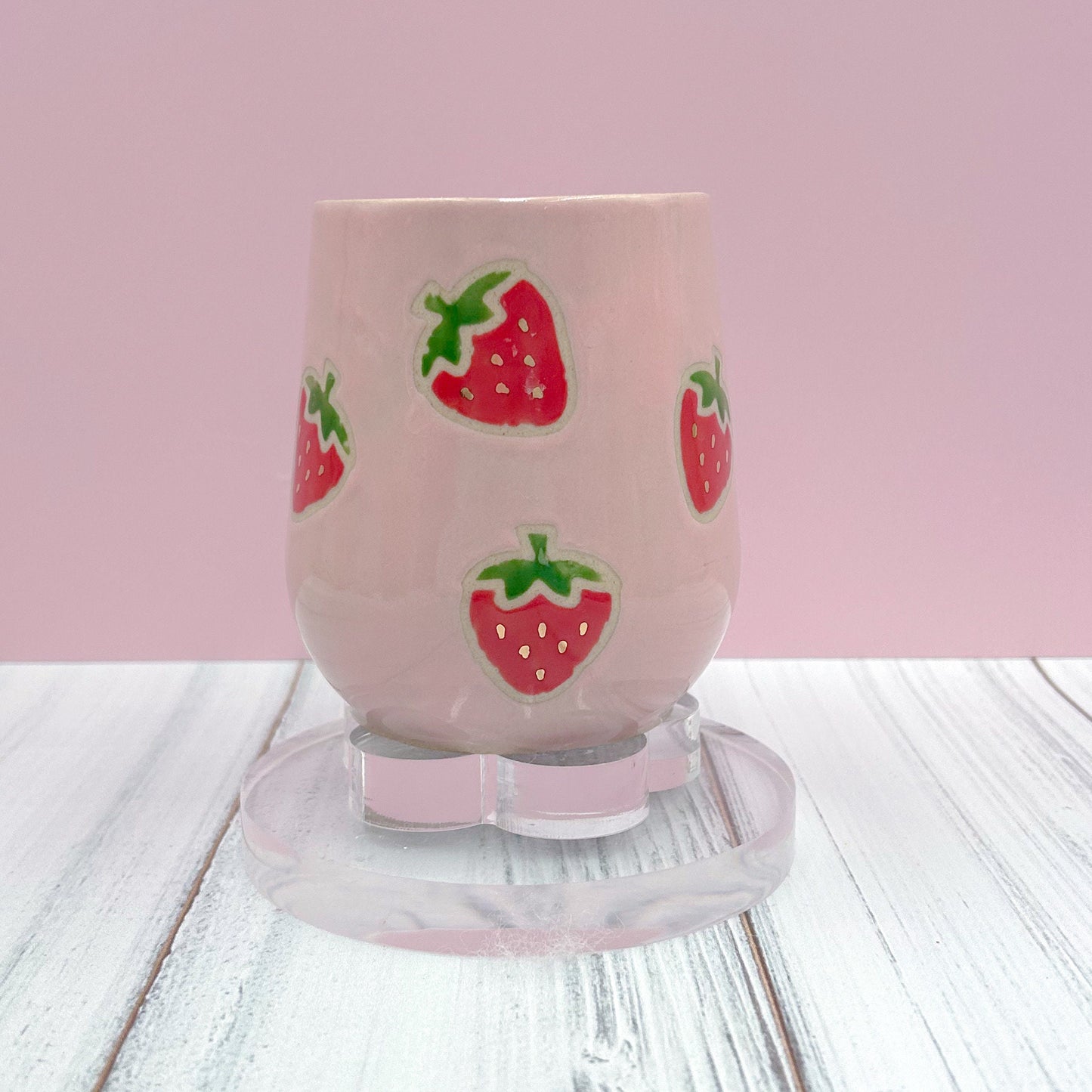 Pink Gold Strawberry Ceramic Mug