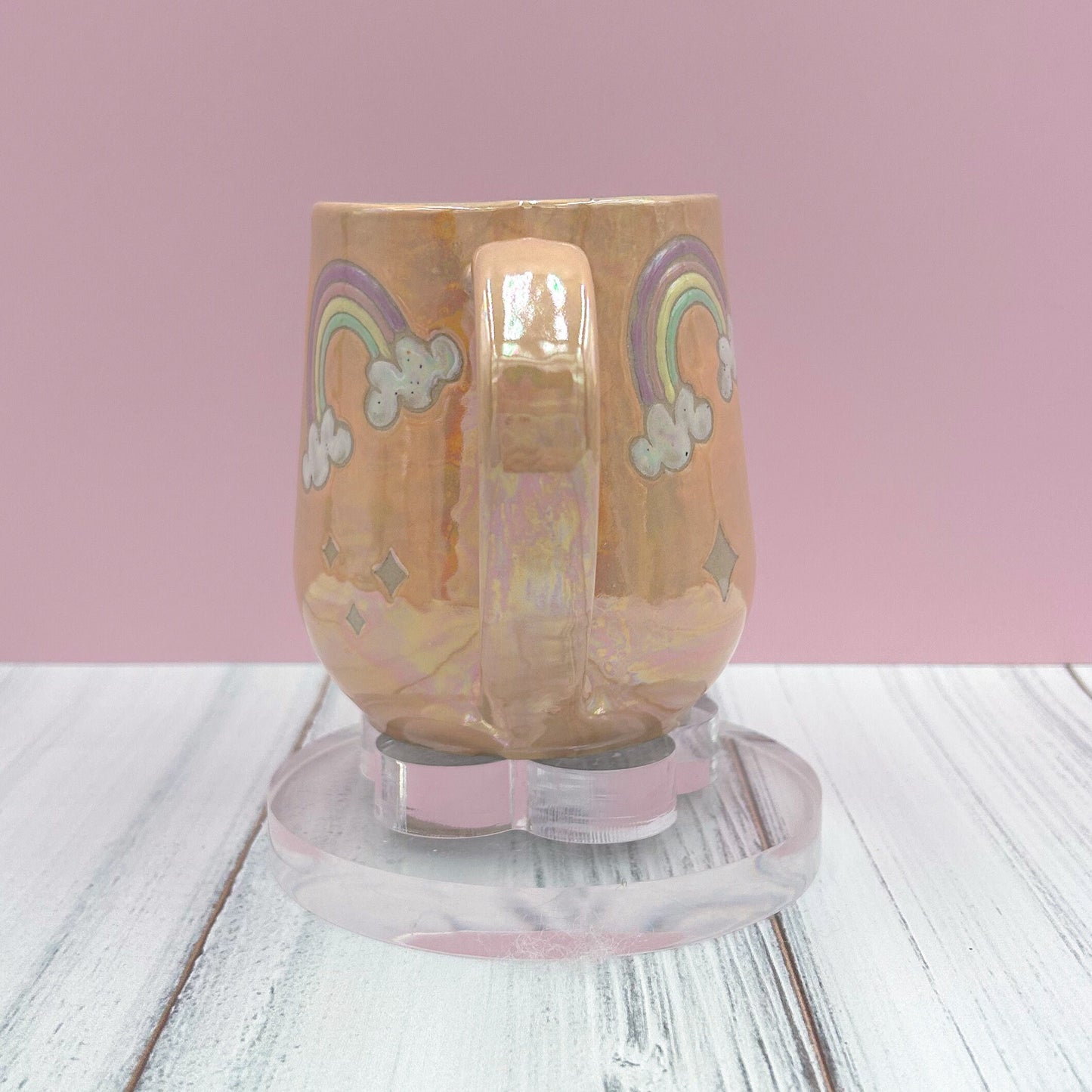Opalescent Peach Rainbow 16 Ounce Ceramic Mug