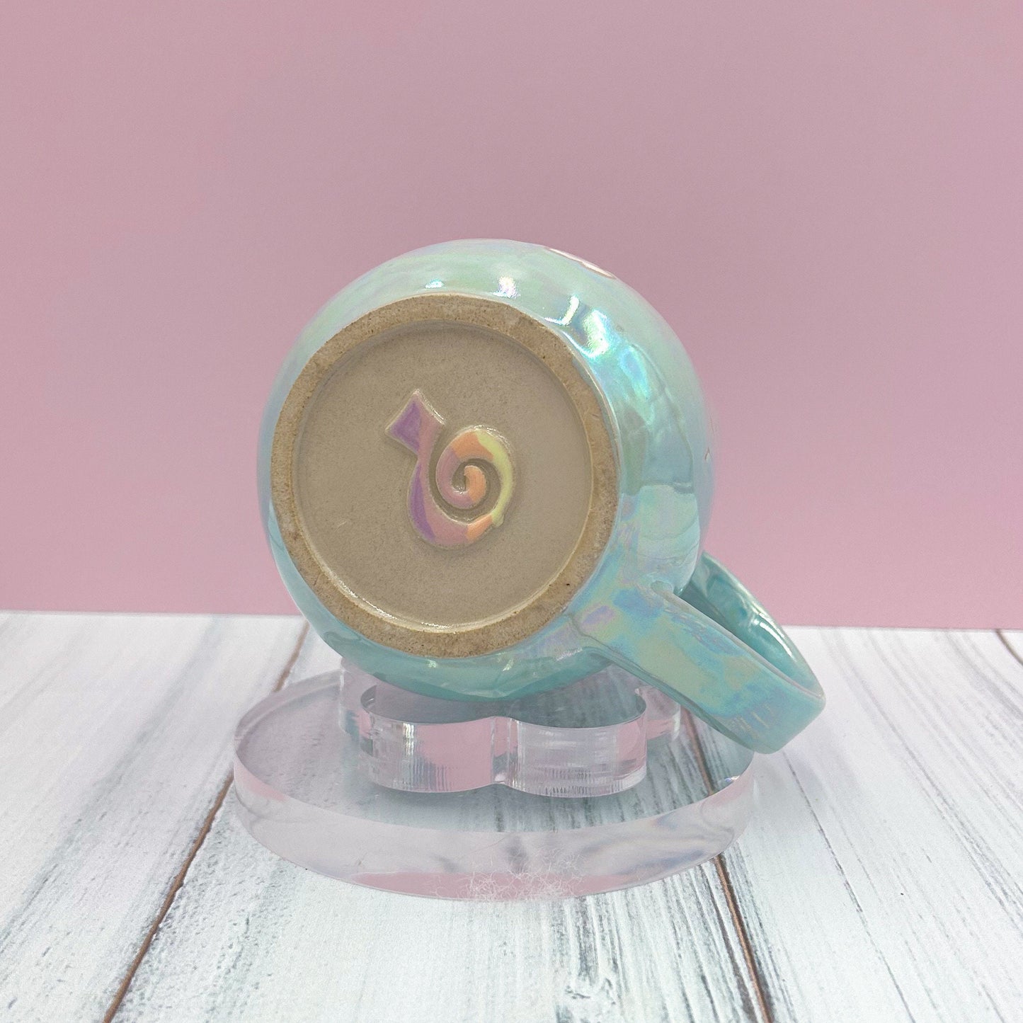 Light Blue Opalescent Rainbow Ceramic Mug