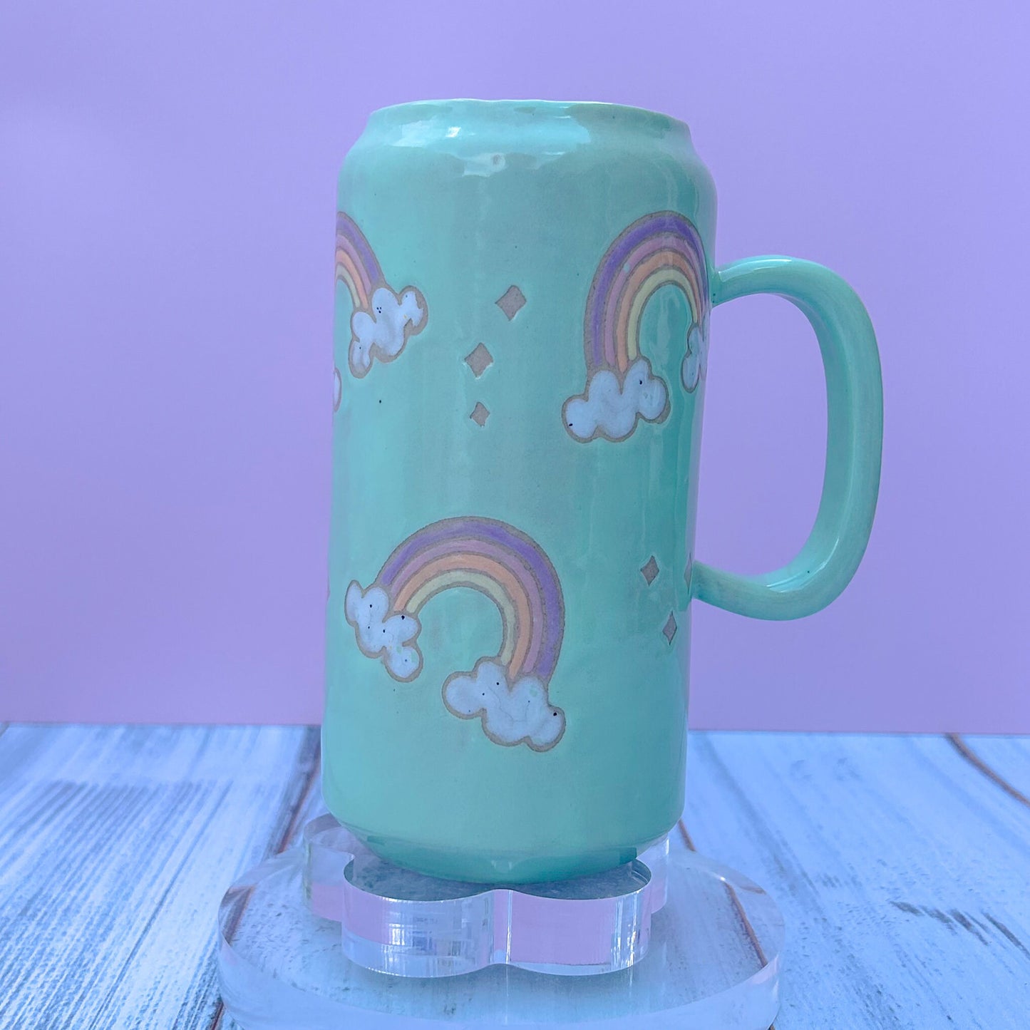 Aqua Rainbow Tumbler Ceramic Mug