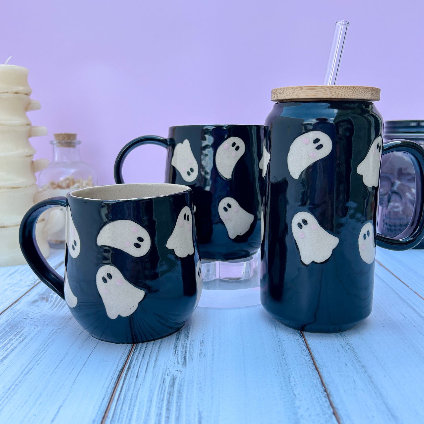 Black Ghost Tumbler Ceramic Mug