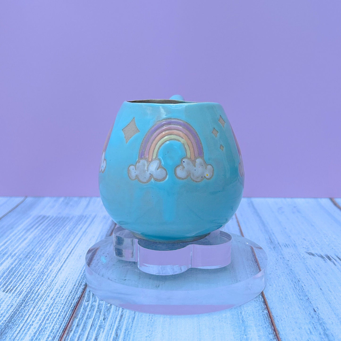 Light Blue Rainbow 12 oz Ceramic Mug