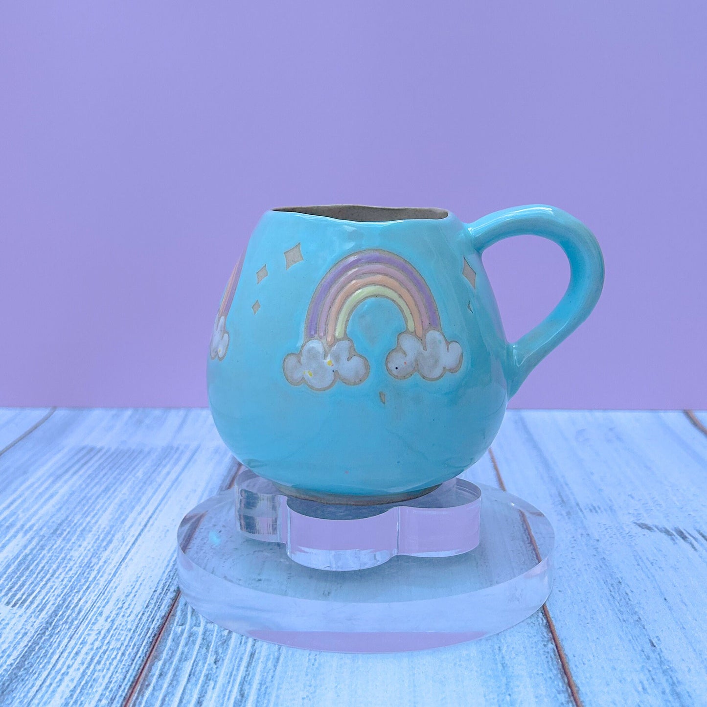 Light Blue Rainbow 12 oz Ceramic Mug