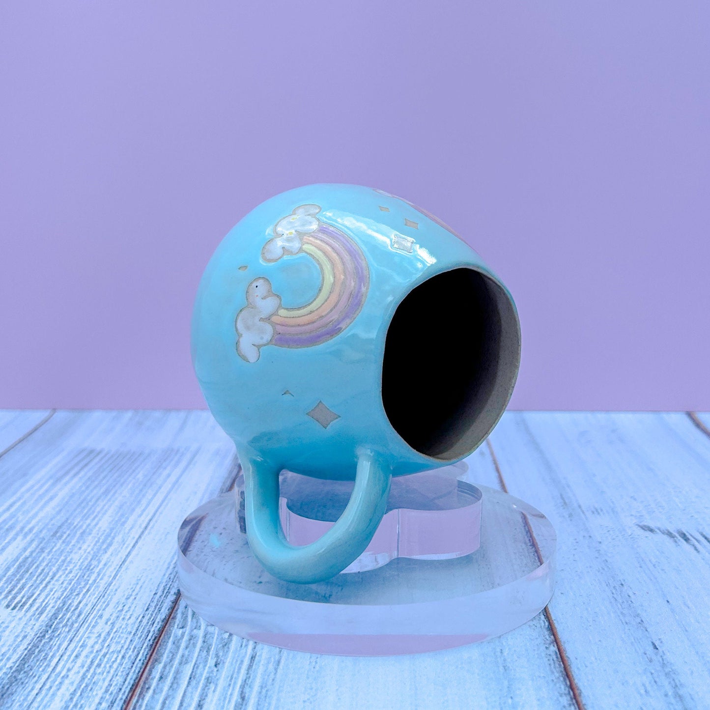 Light Blue Rainbow 12 oz Ceramic Mug