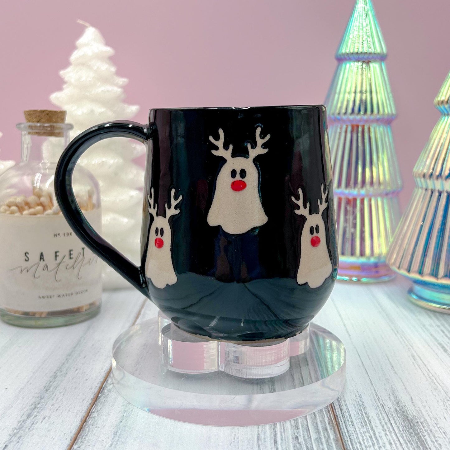 Black Reindeer Ghost Mug