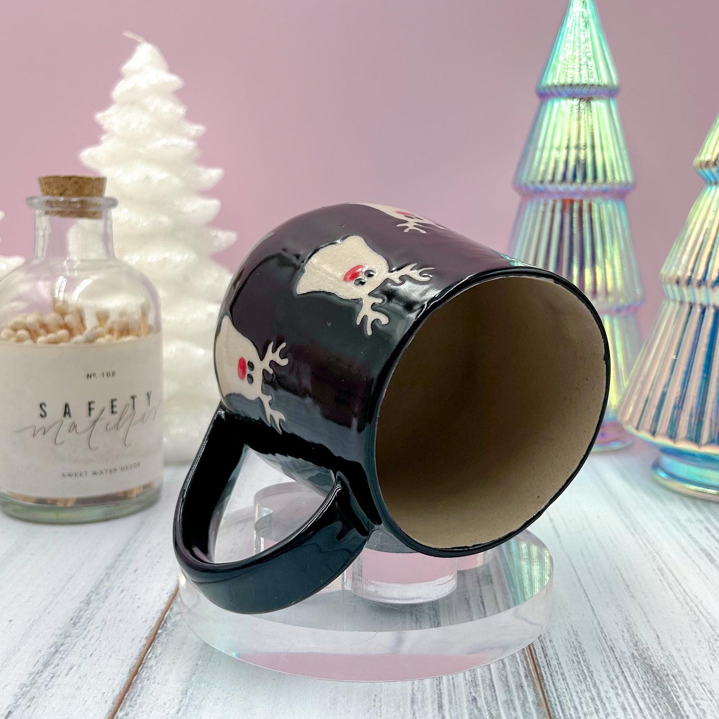 Black Reindeer Ghost Mug