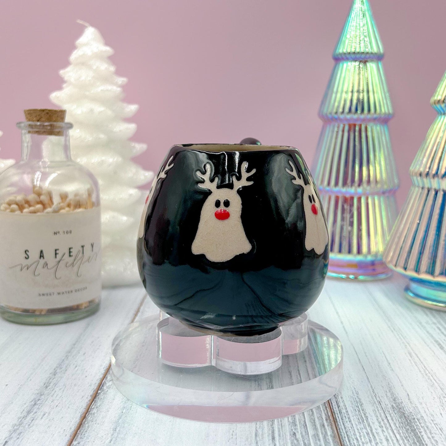 Black Reindeer Ghost 12 oz Mug