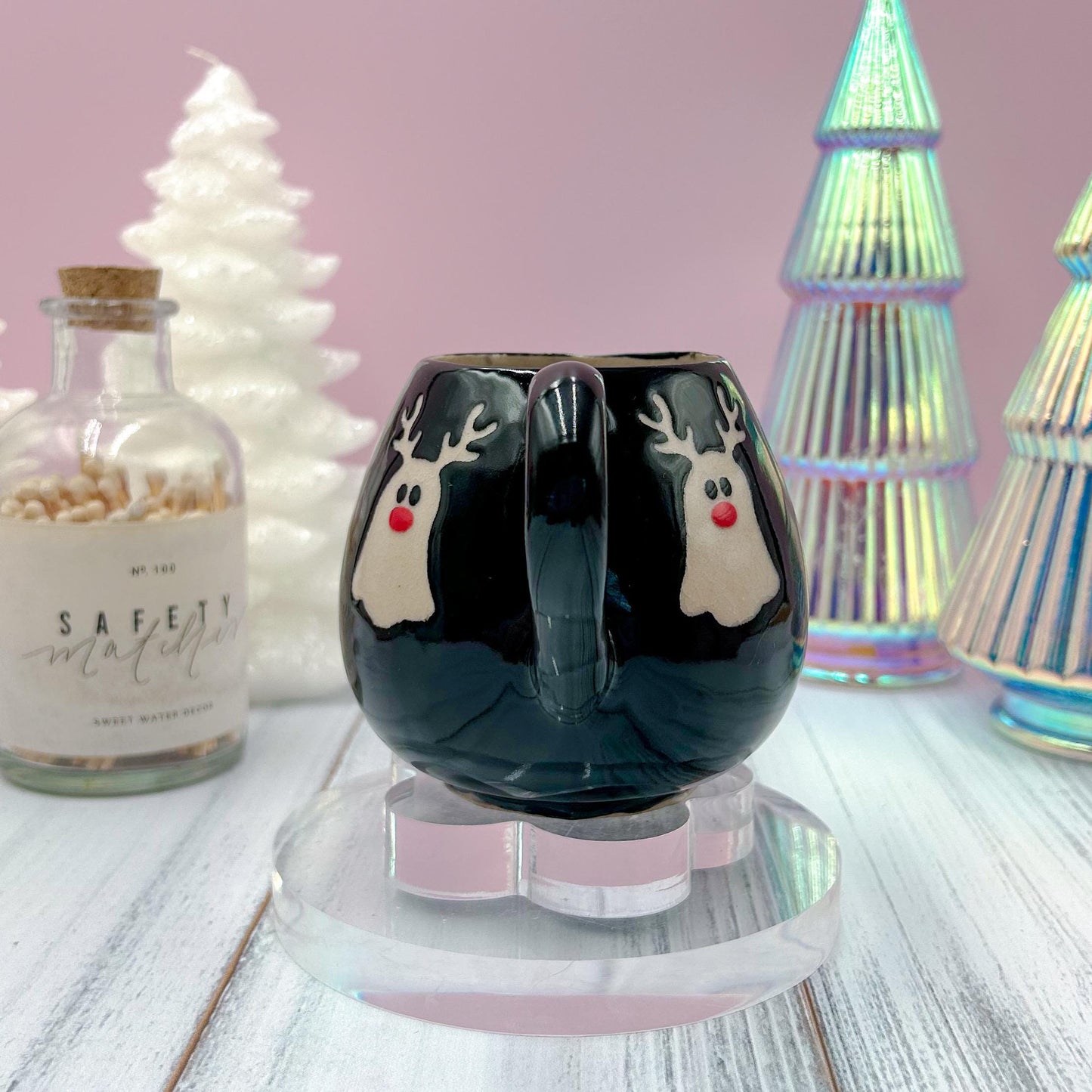 Black Reindeer Ghost 12 oz Mug