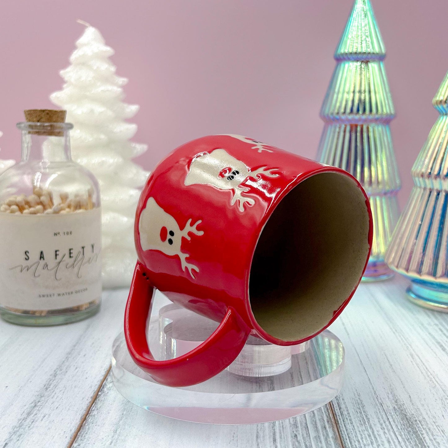 Red Reindeer Ghost Mug