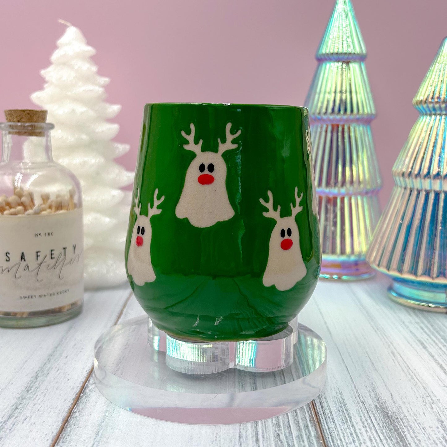 Green Reindeer Ghost Mug