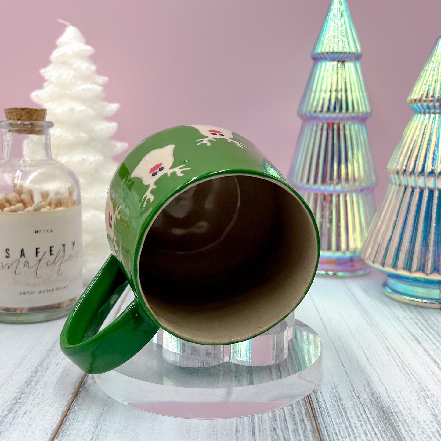 Green Reindeer Ghost Mug