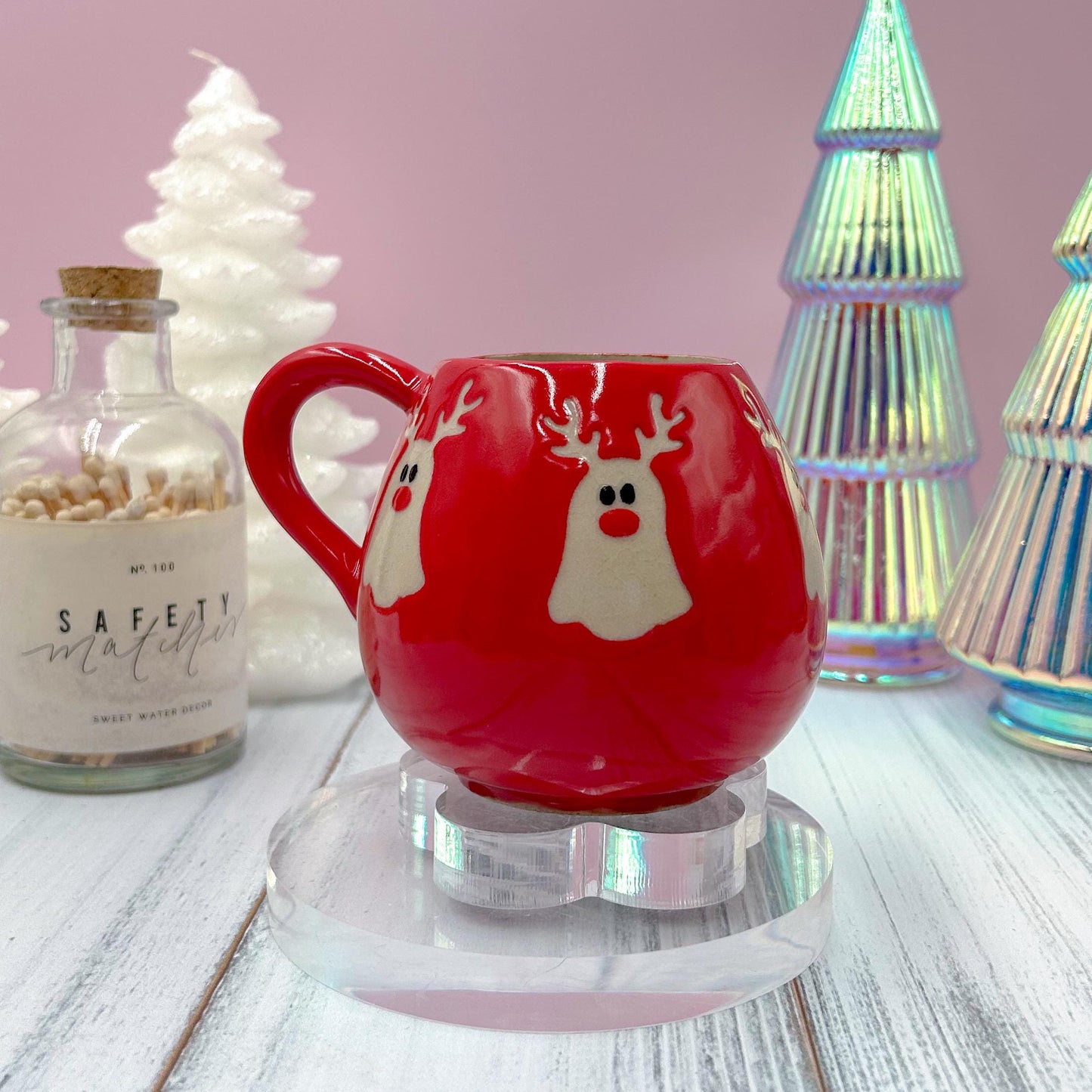 Red Reindeer Ghost 12 oz Mug