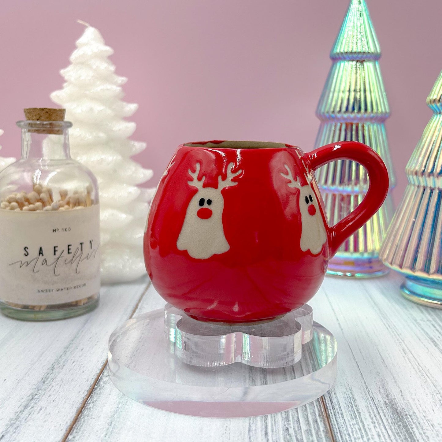 Red Reindeer Ghost 12 oz Mug