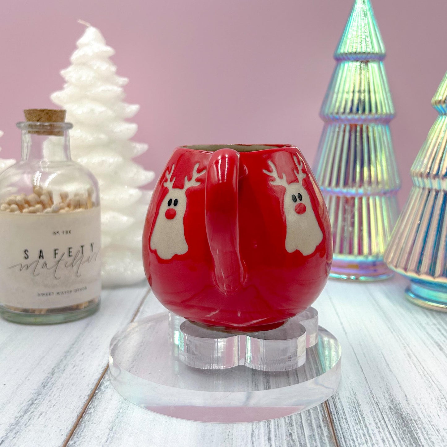 Red Reindeer Ghost 12 oz Mug