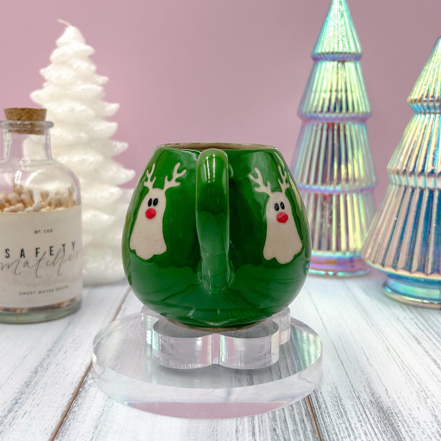 Green Reindeer Ghost 12 oz Mug