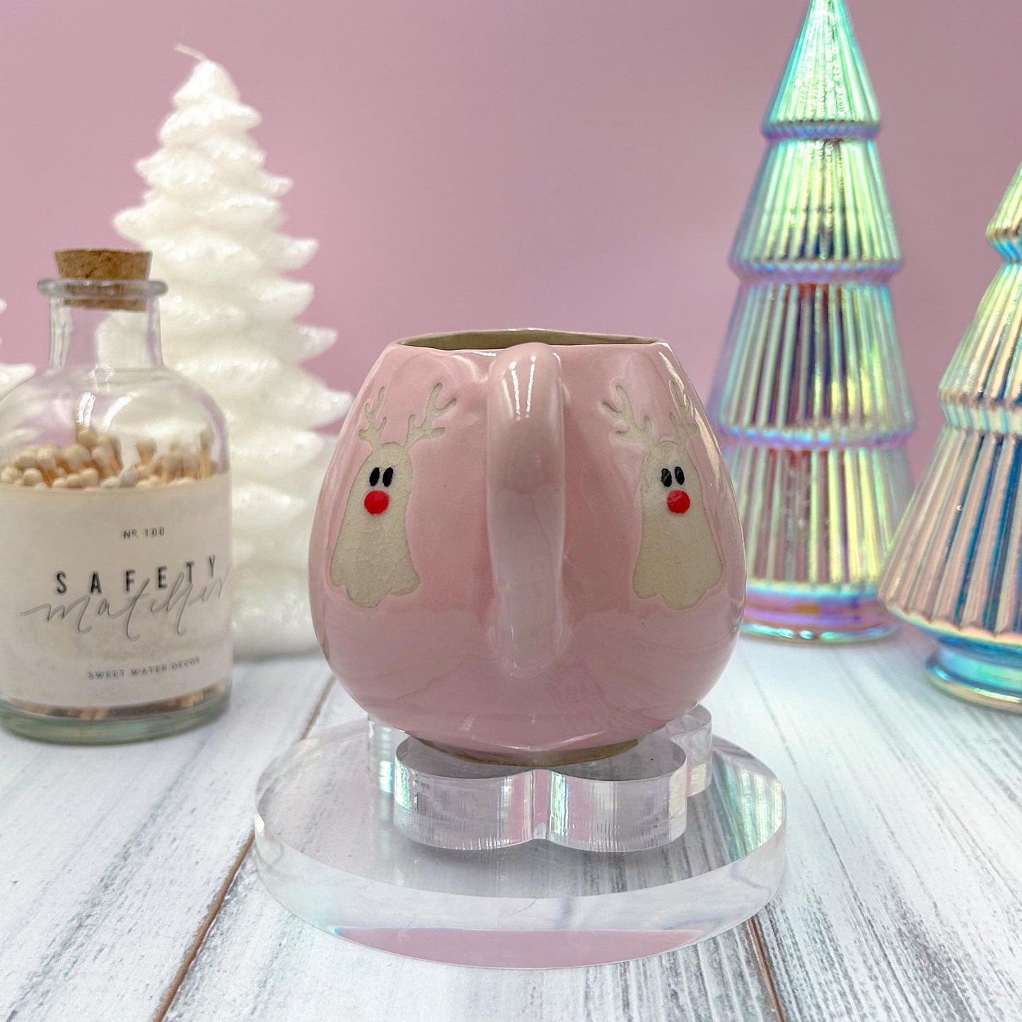 Pink Reindeer Ghost 12 oz Mug
