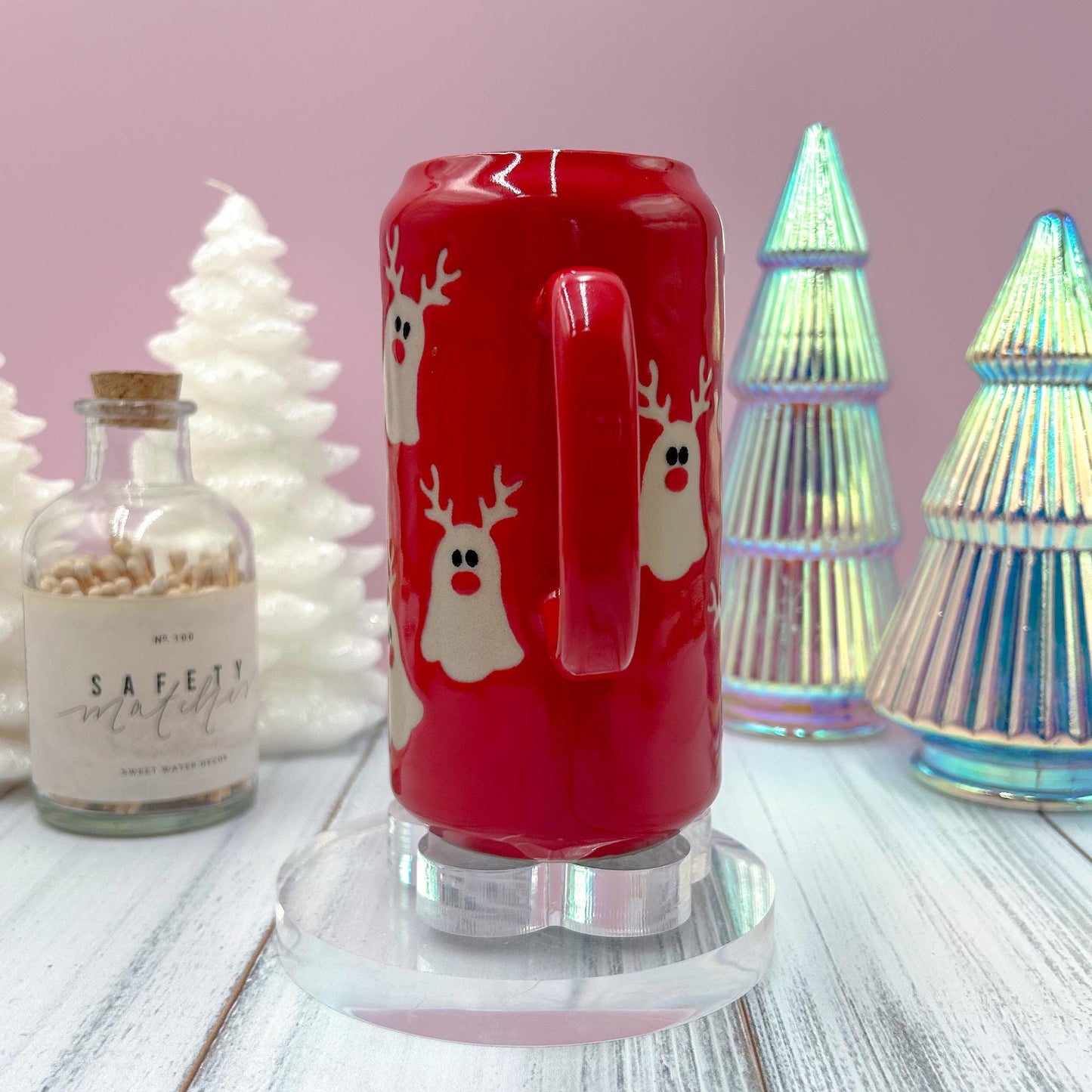 Red Reindeer Ghost Tumbler Mug