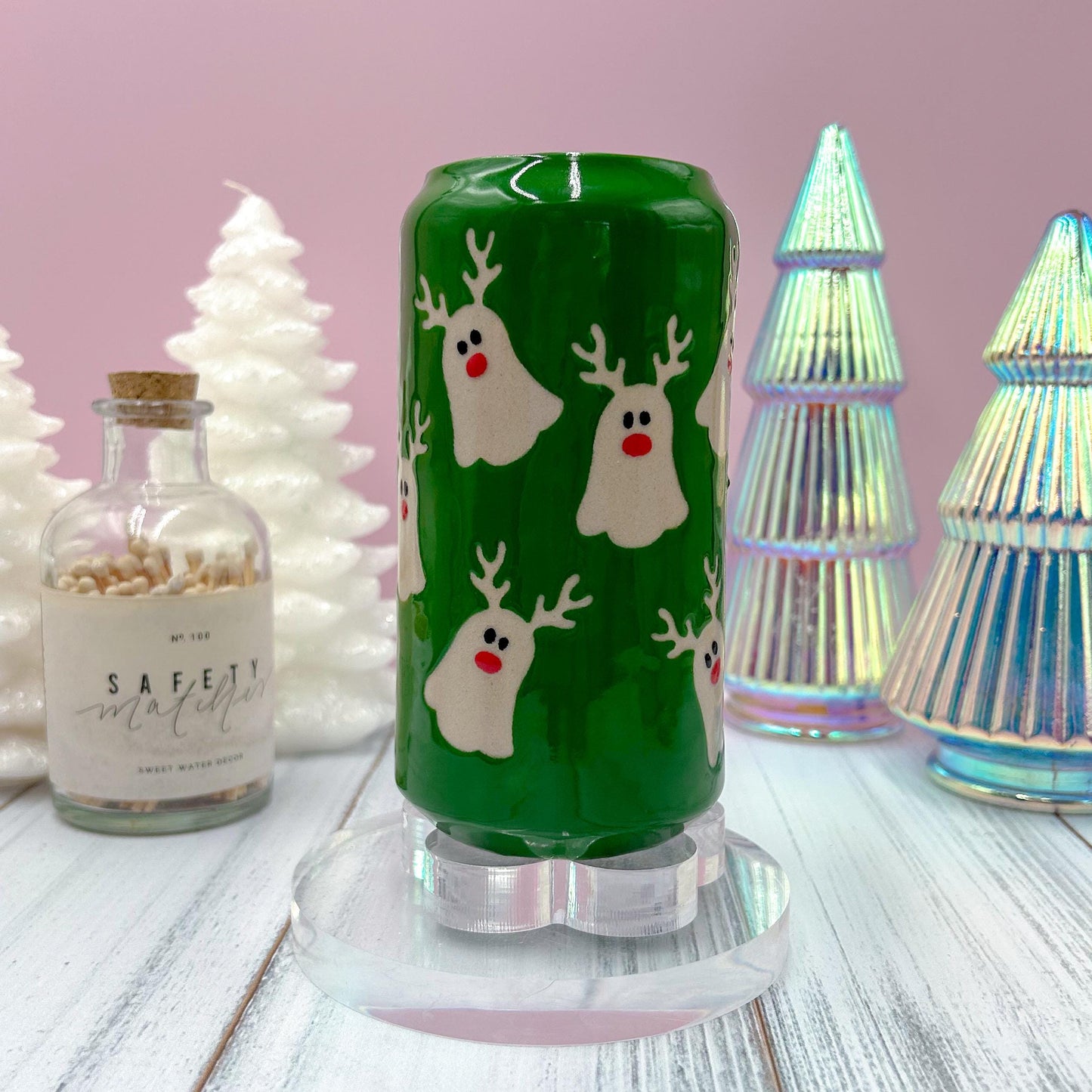 Green Reindeer Ghost Tumbler Mug