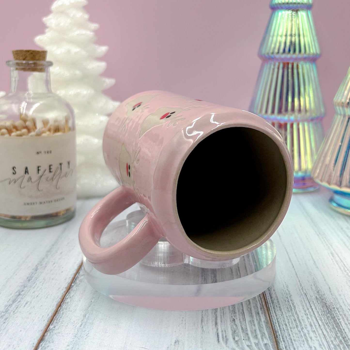 Pink Reindeer Ghost Tumbler Mug