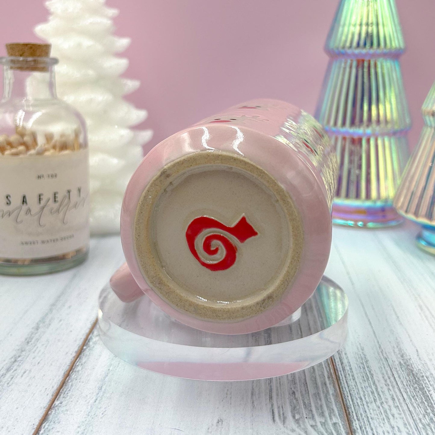 Pink Reindeer Christmas Mug