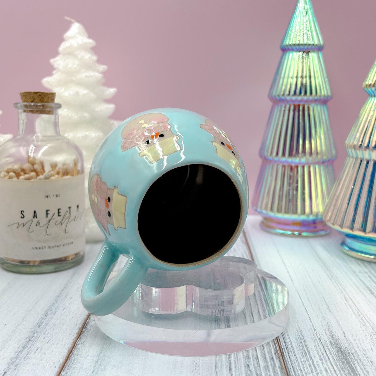 Pink Snowman 12 Ounce Ceramic Mug
