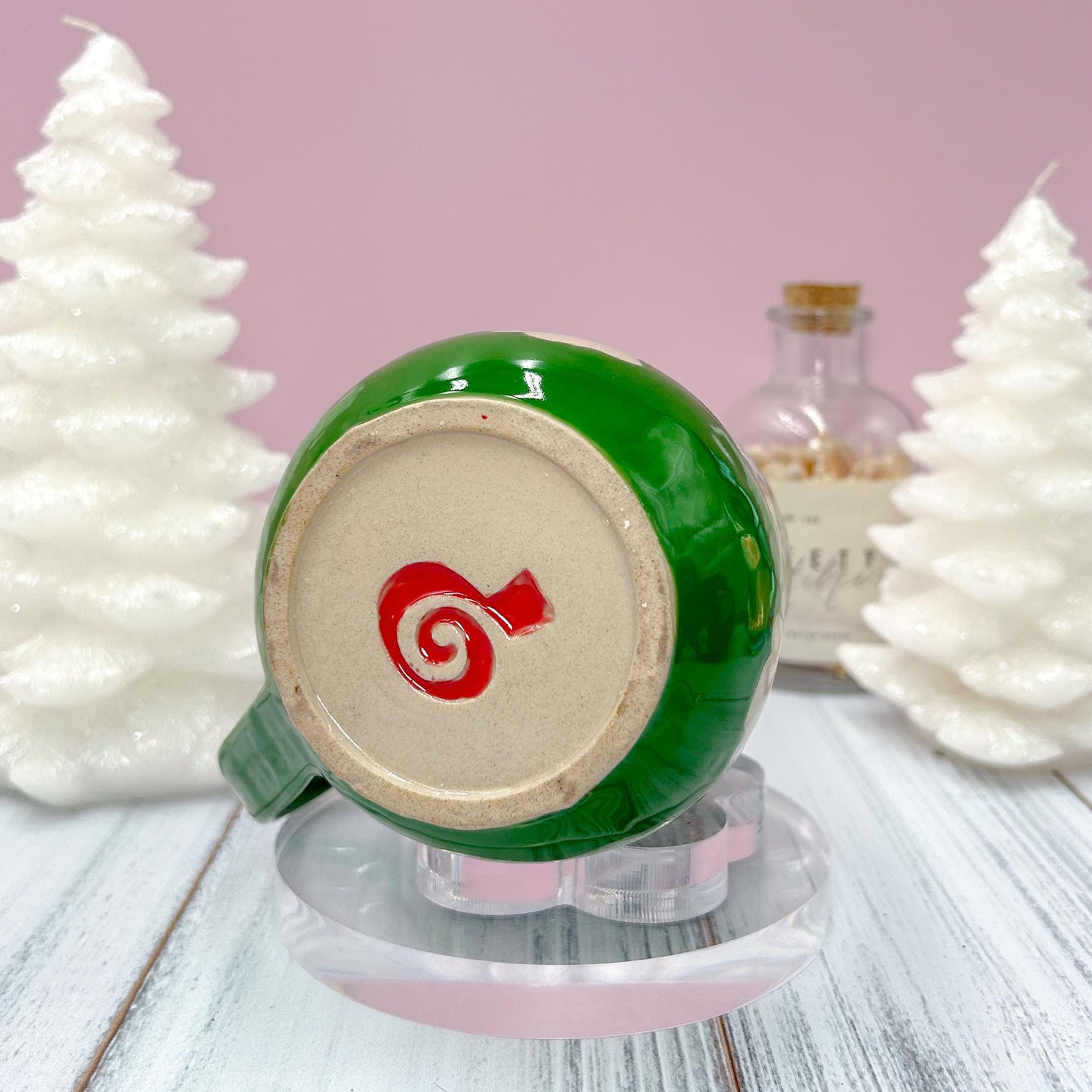 Green Santa Hat Ghost Mug