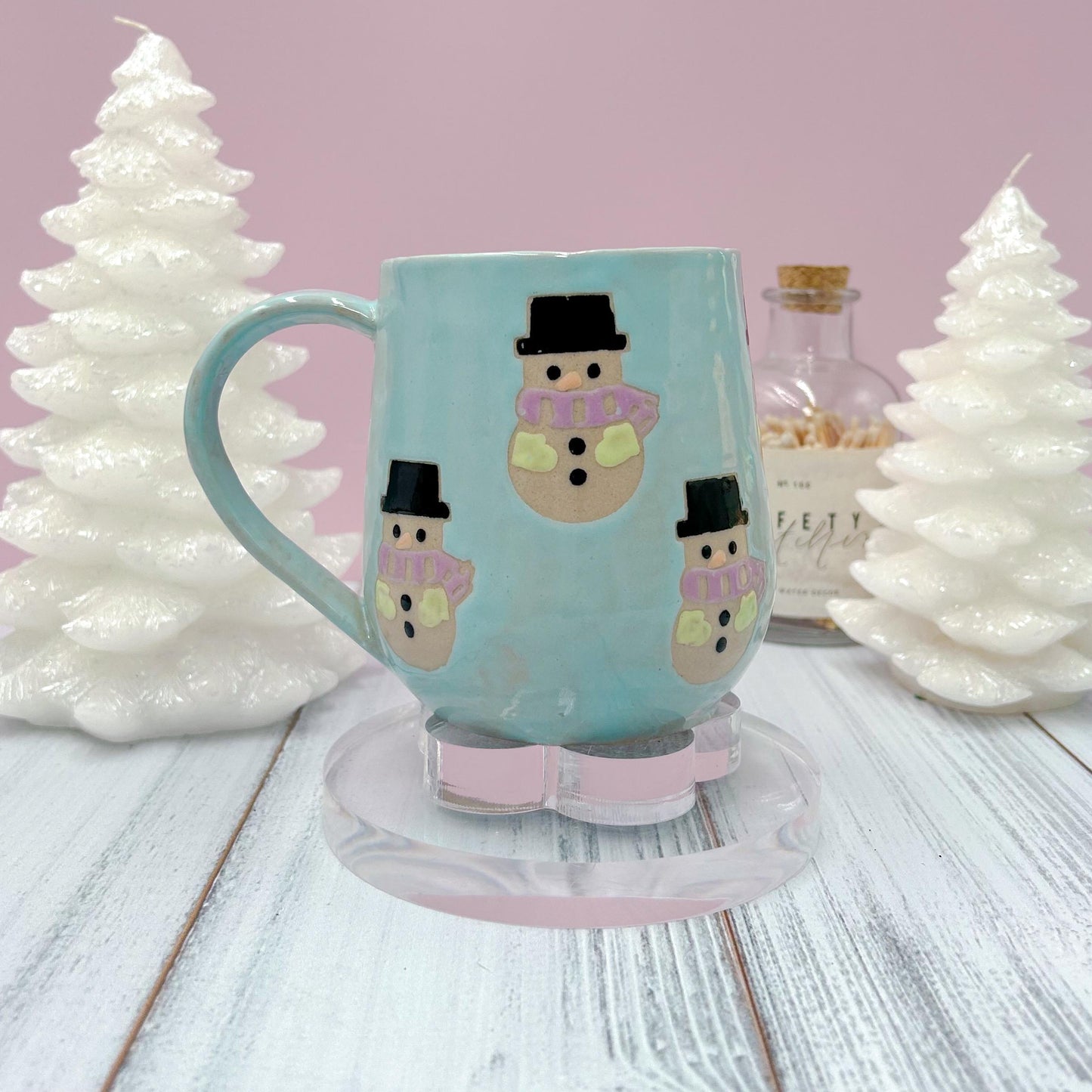 Purple Snowman Ceramic Coffee Mug