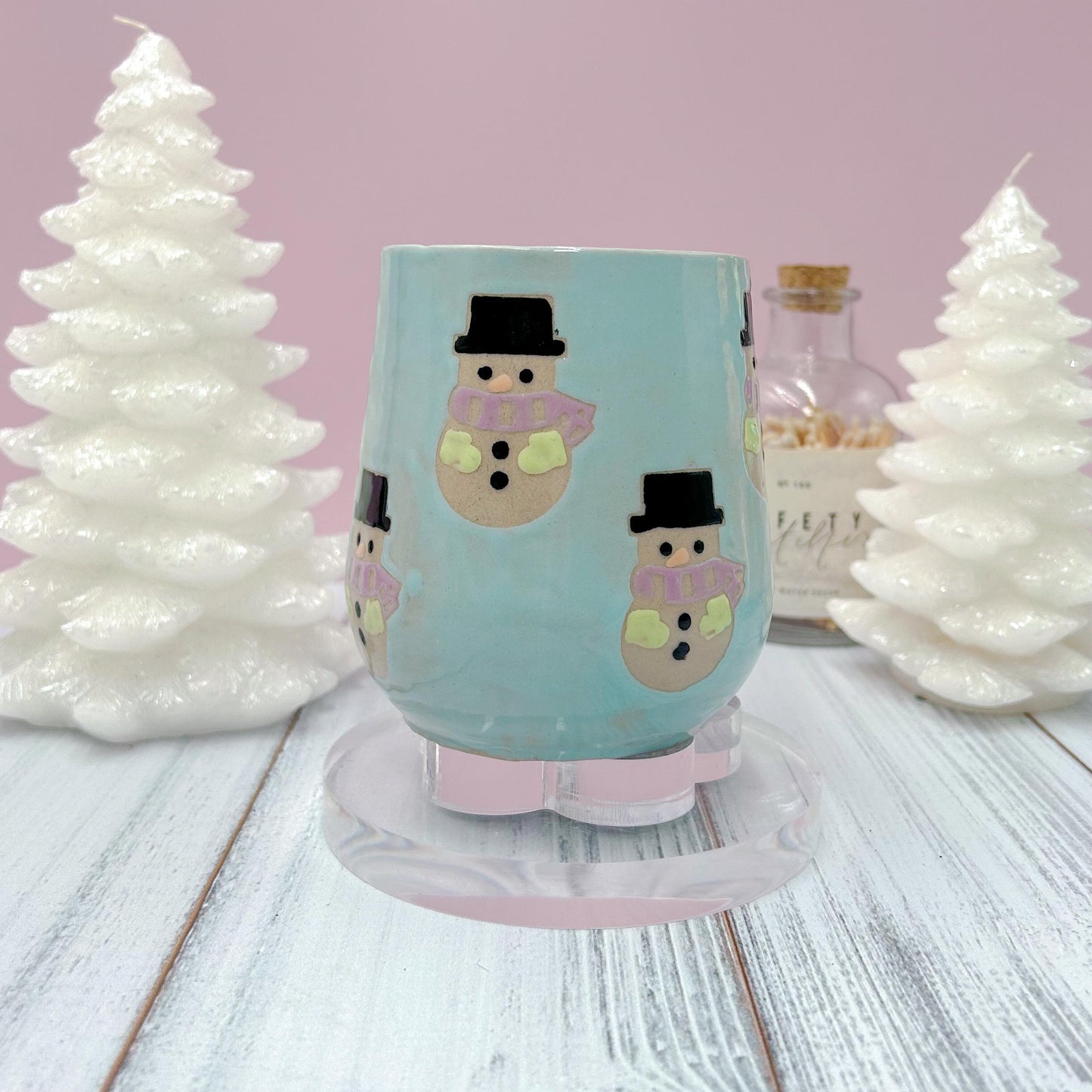 Purple Snowman Ceramic Coffee Mug