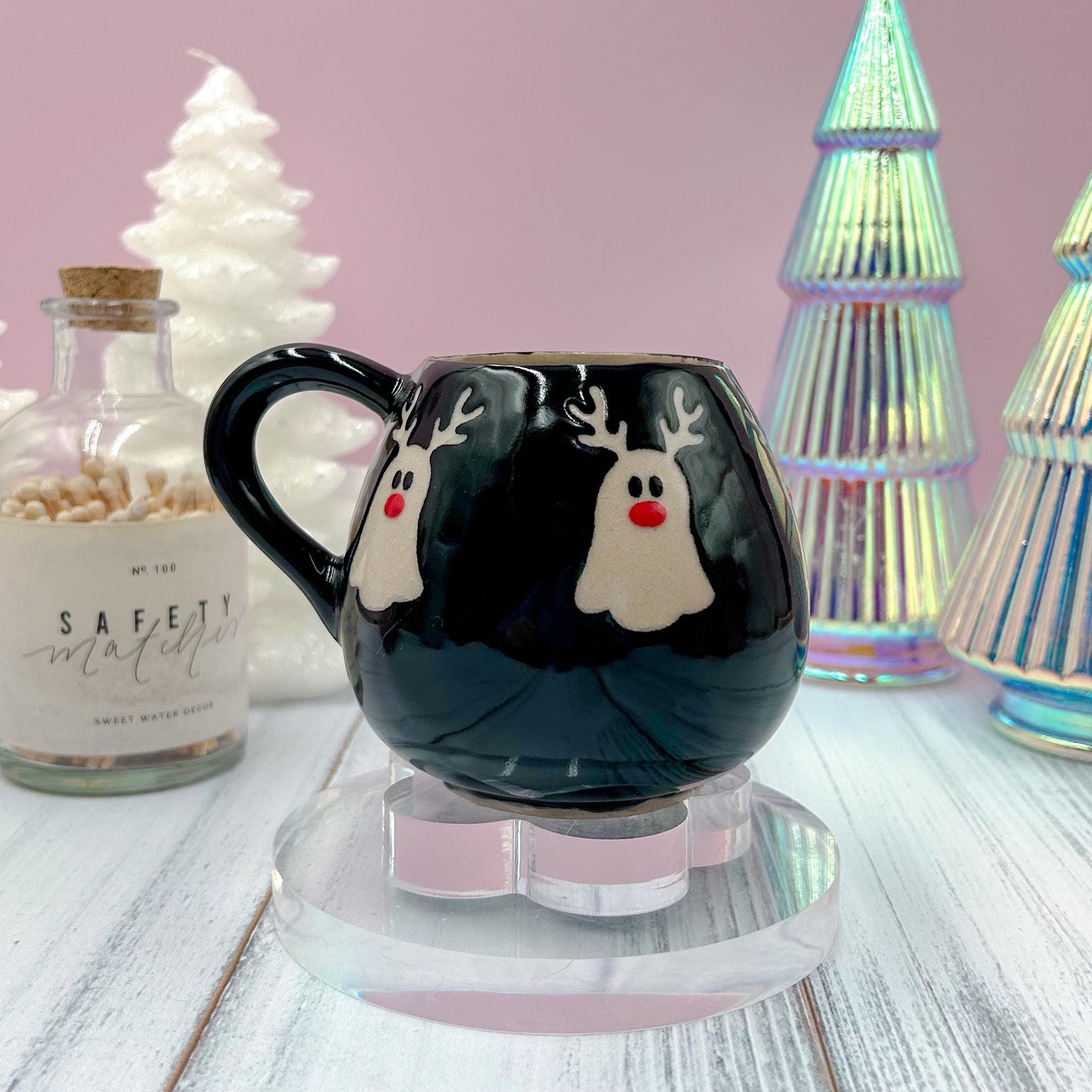 Black Reindeer Ghost 12 oz Mug