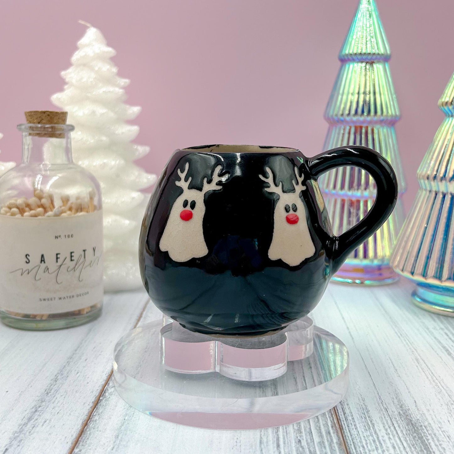 Black Reindeer Ghost 12 oz Mug