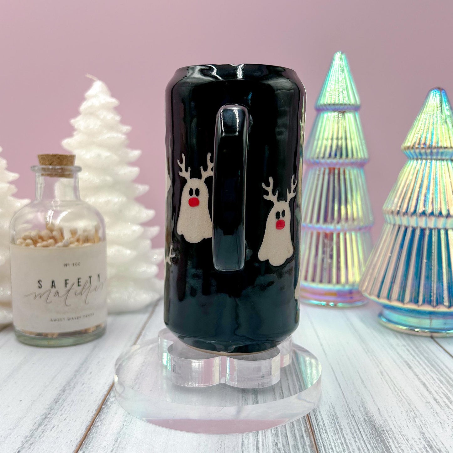Black Reindeer Ghost Tumbler Mug