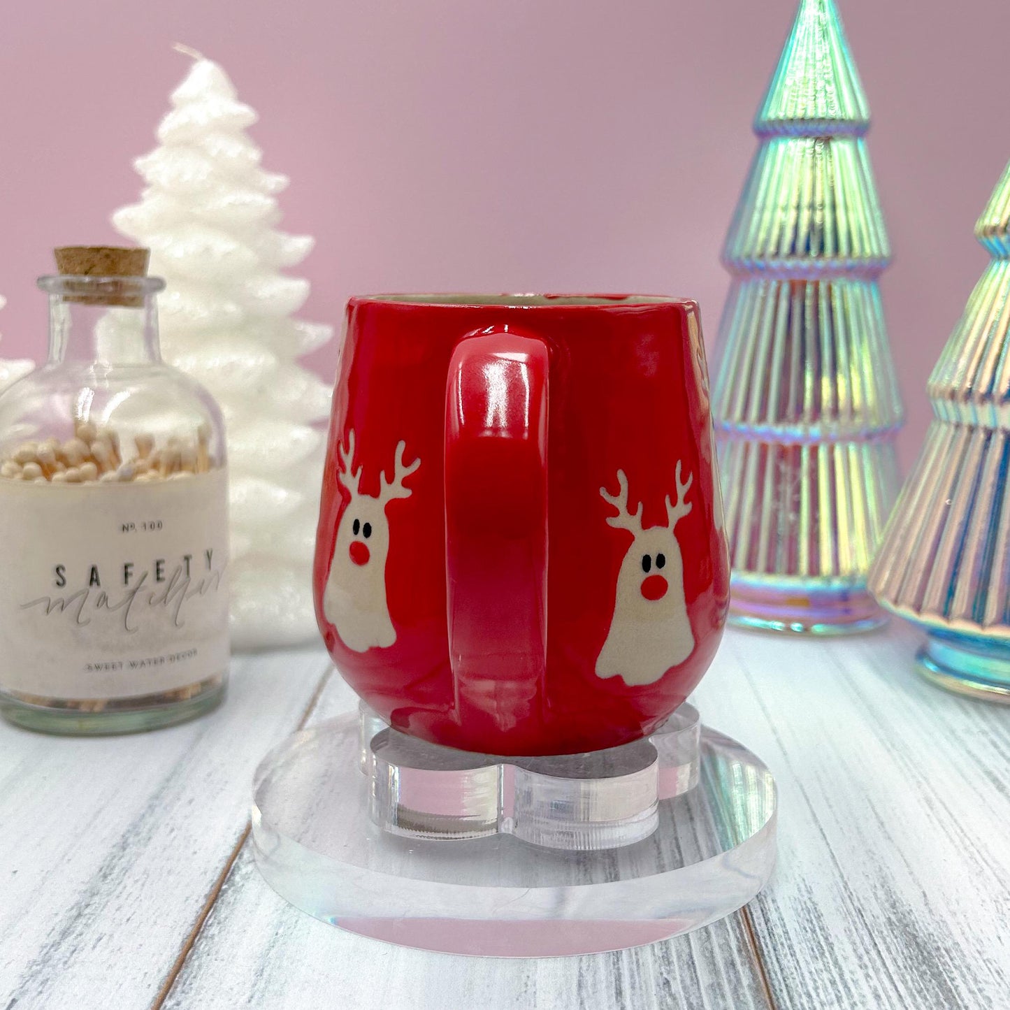 Red Reindeer Ghost Mug