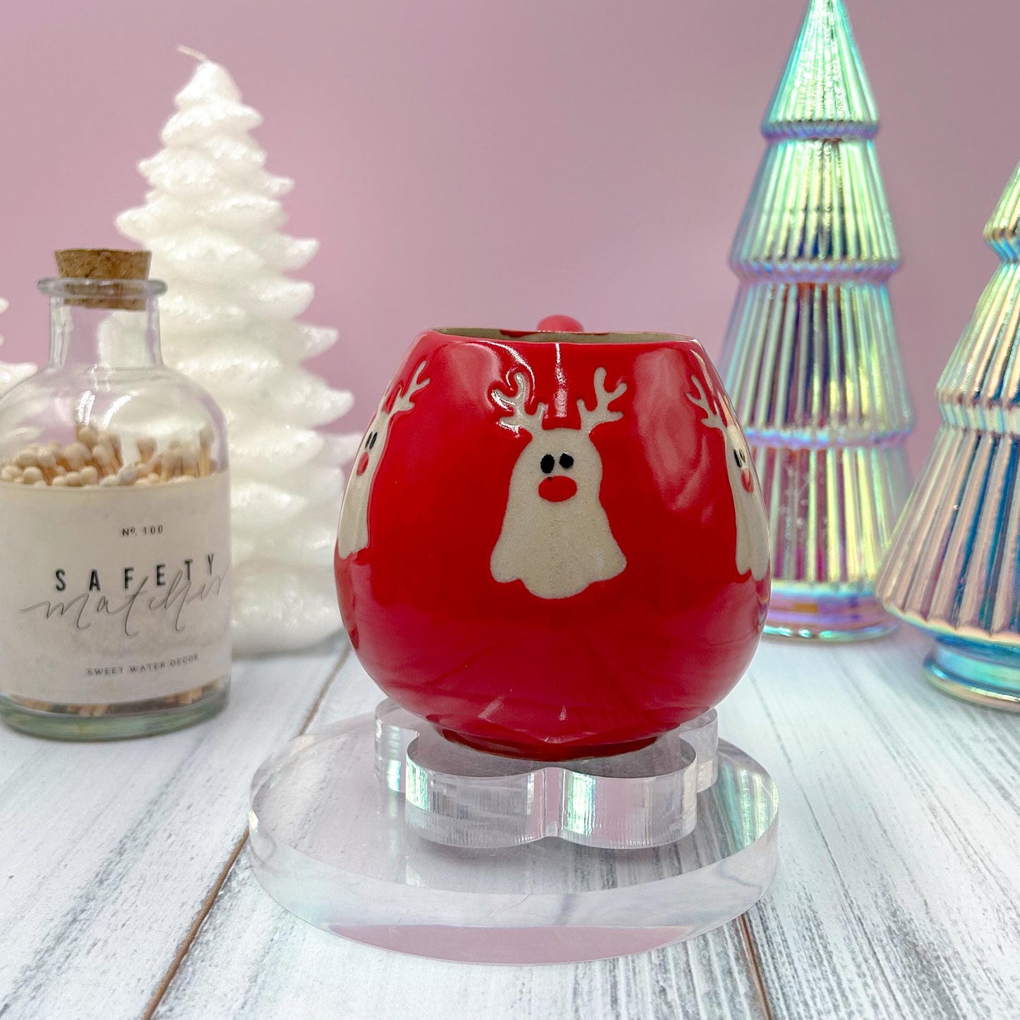 Red Reindeer Ghost 12 oz Mug