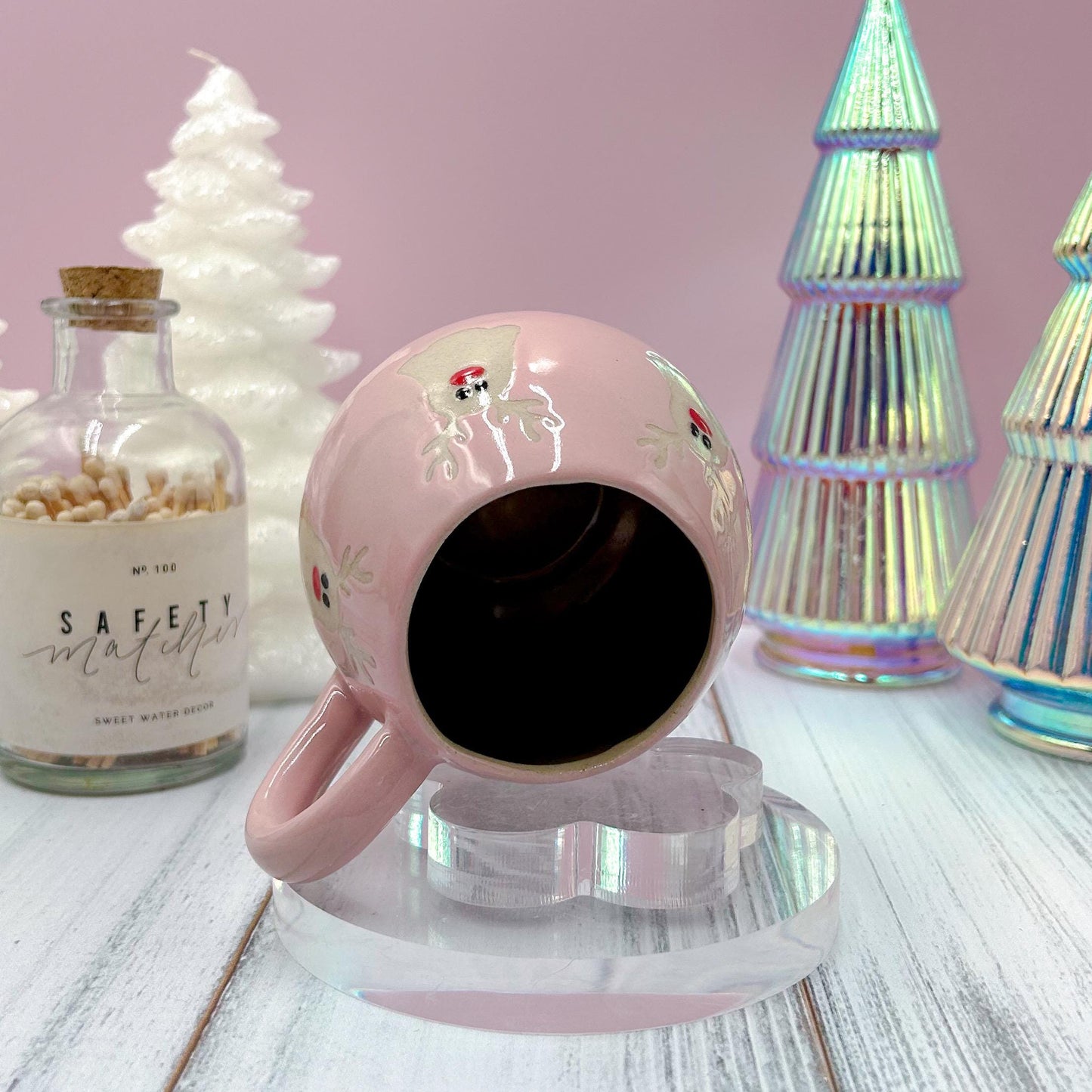 Pink Reindeer Ghost 12 oz Mug