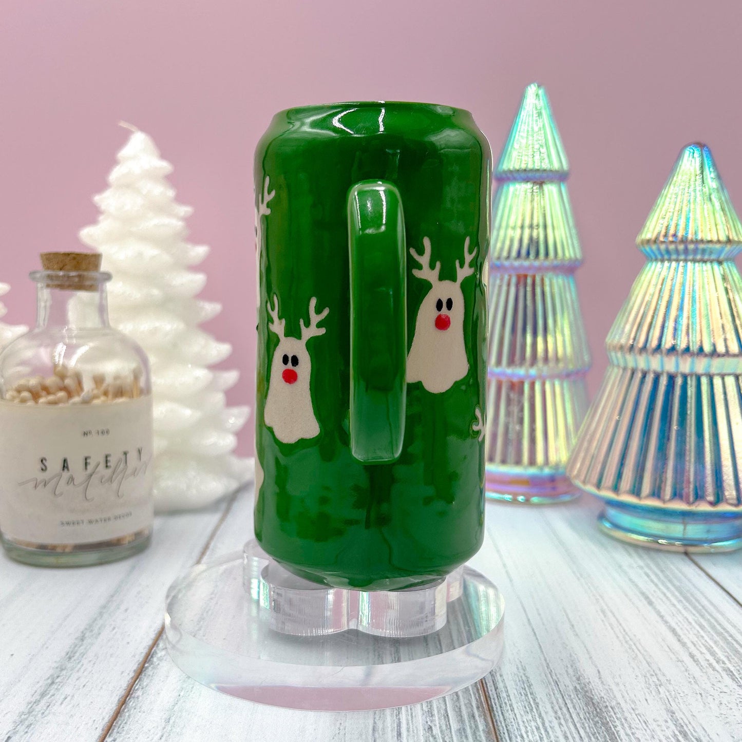 Green Reindeer Ghost Tumbler Mug