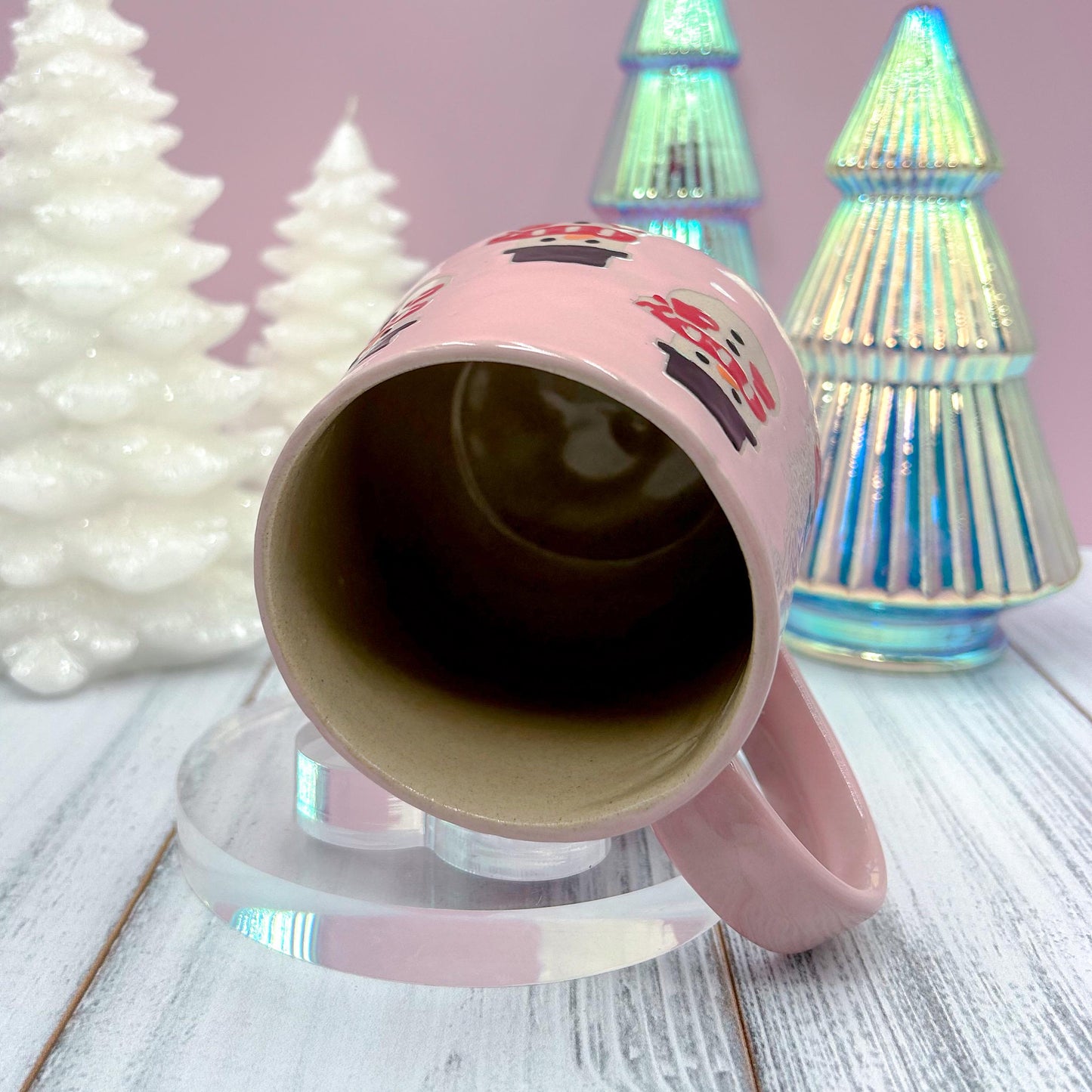Pink Snowman Ceramic Coffee Mug