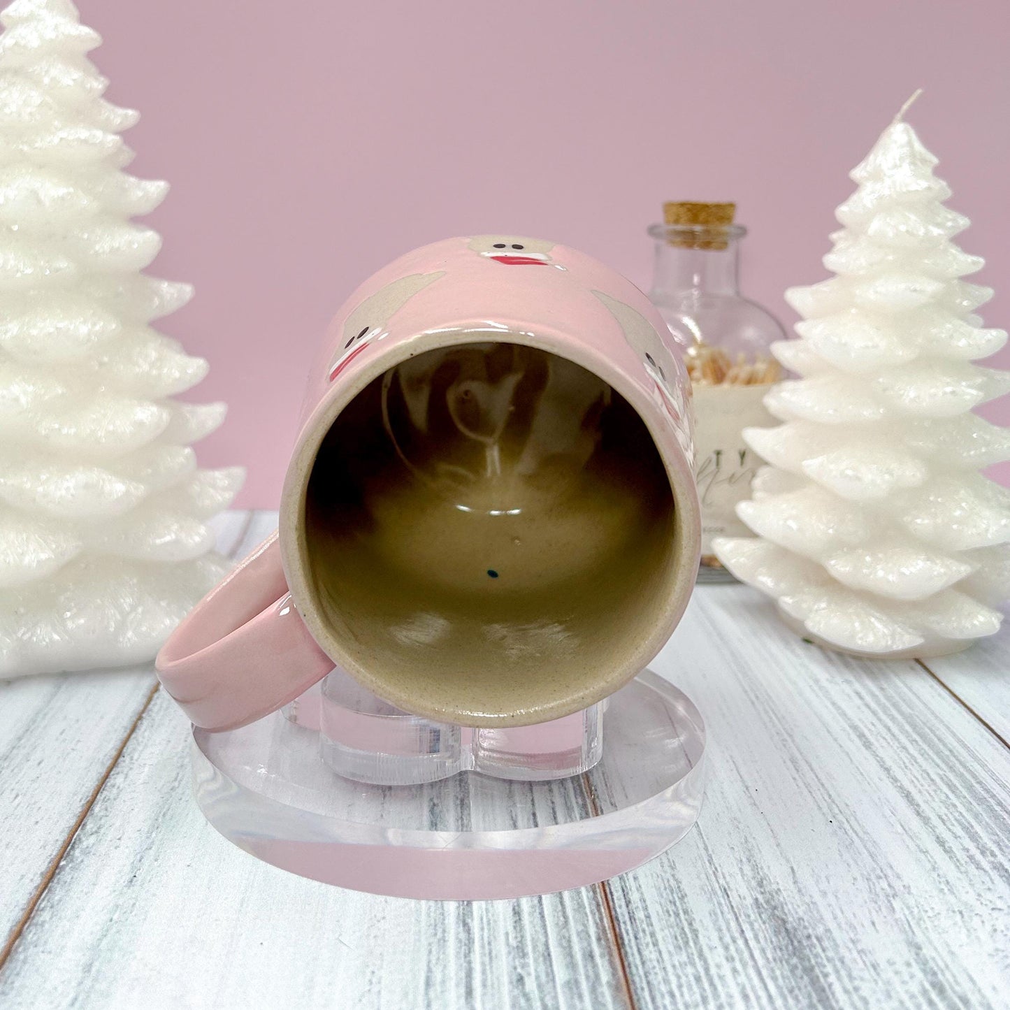 Pink Santa Hat Ghost Mug