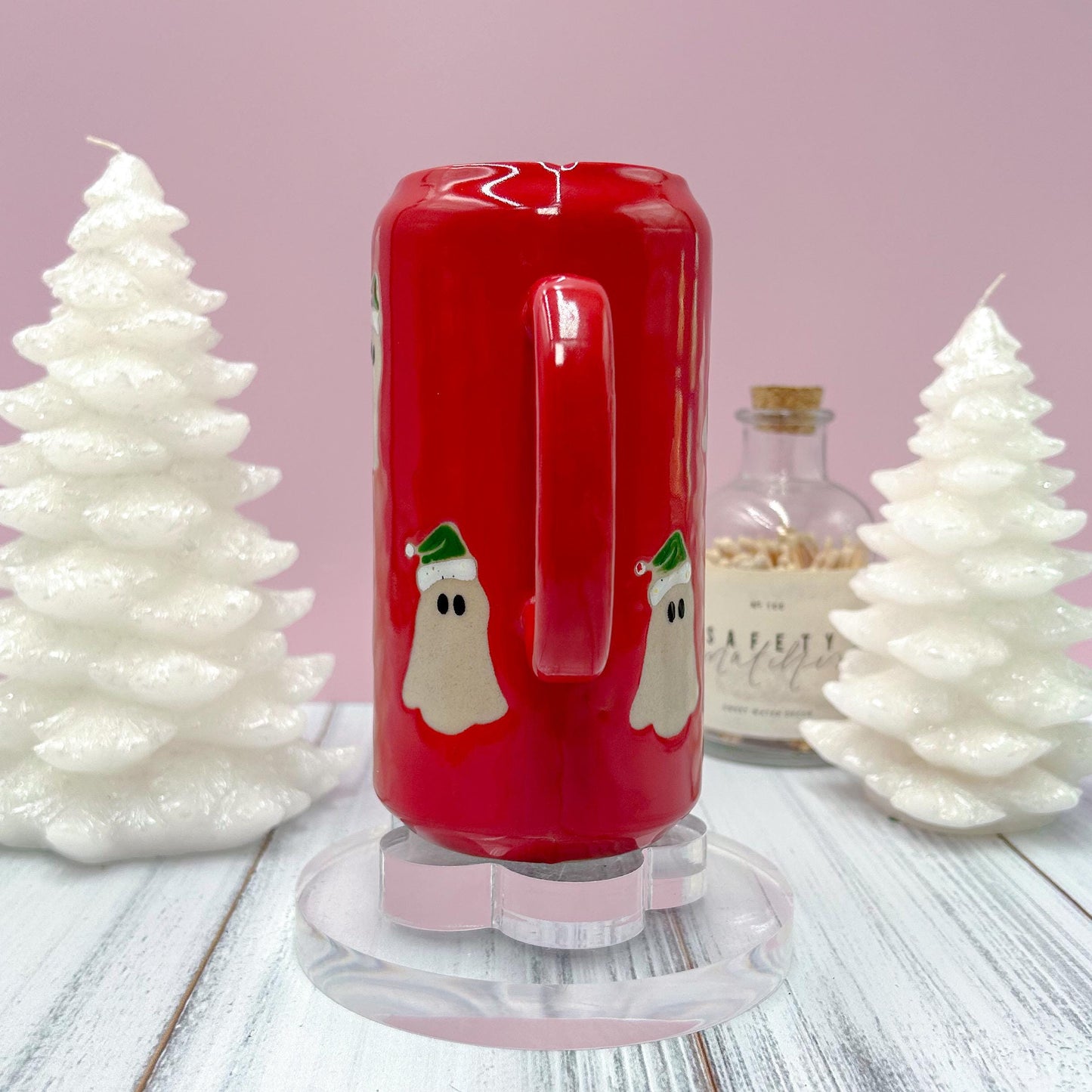 Red Santa Hat Ghost Tumbler Mug
