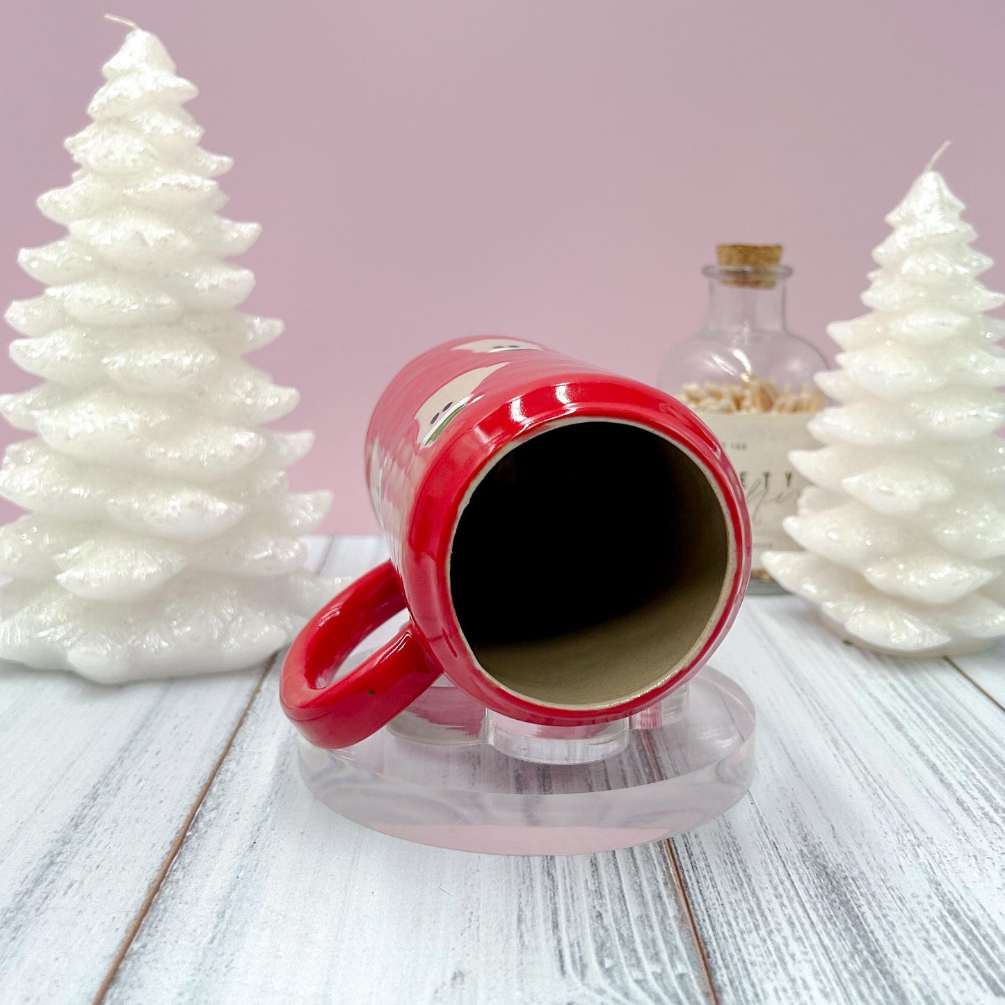 Red Santa Hat Ghost Tumbler Mug