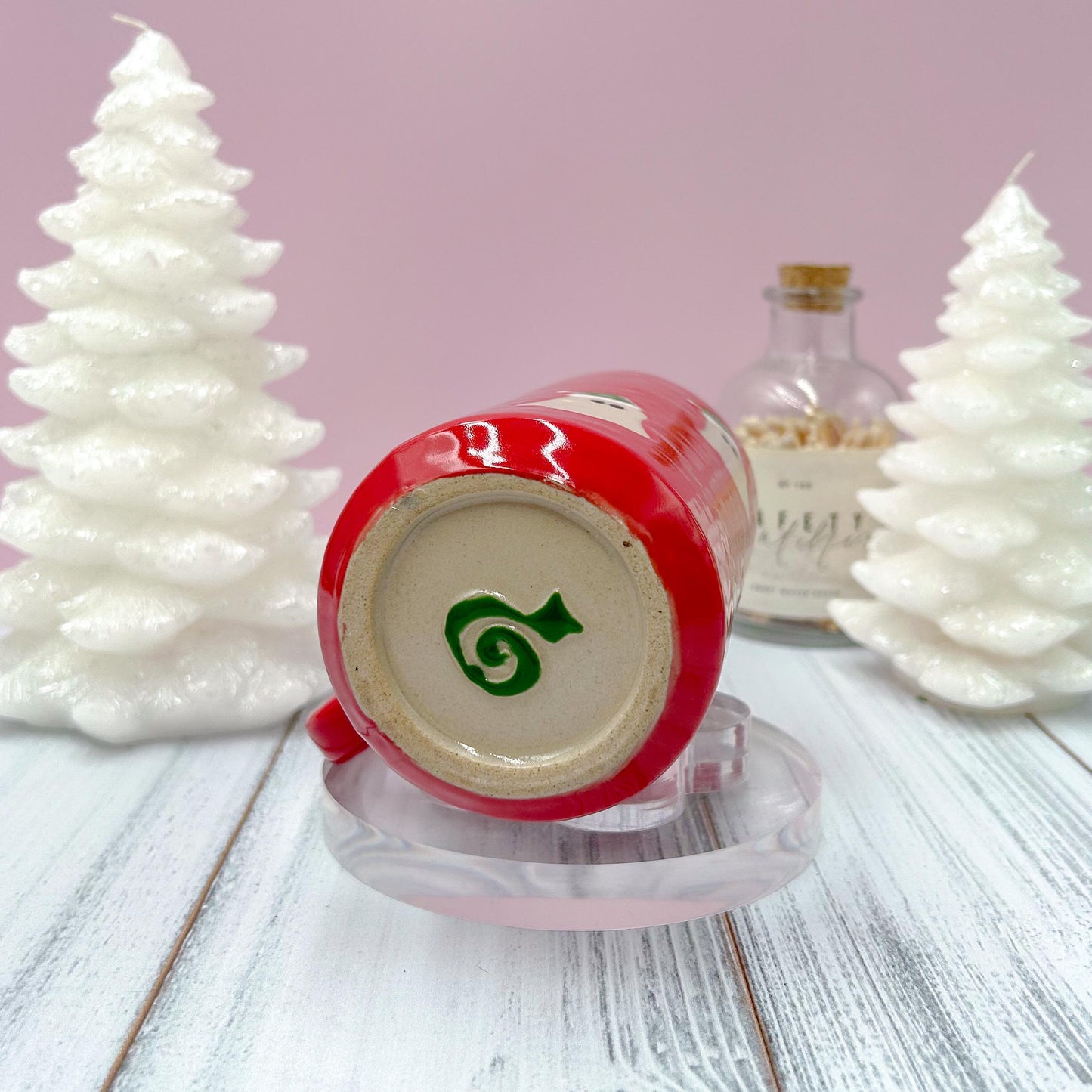 Red Santa Hat Ghost Tumbler Mug